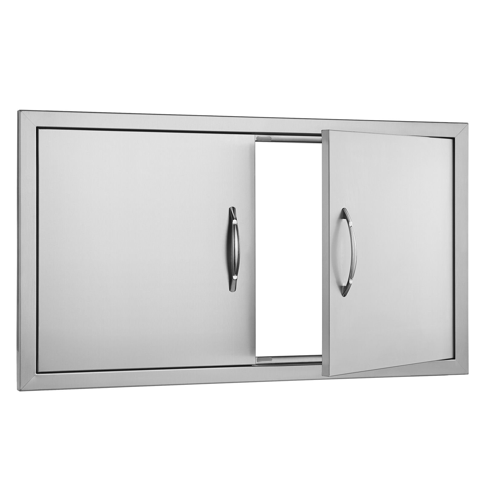 Außengrillküchentür, 863 X 482 Mm, Edelstahl, Flächenbündige Doppeltür Mit Griffen, Für Grillinsel Und Gartenmöbel