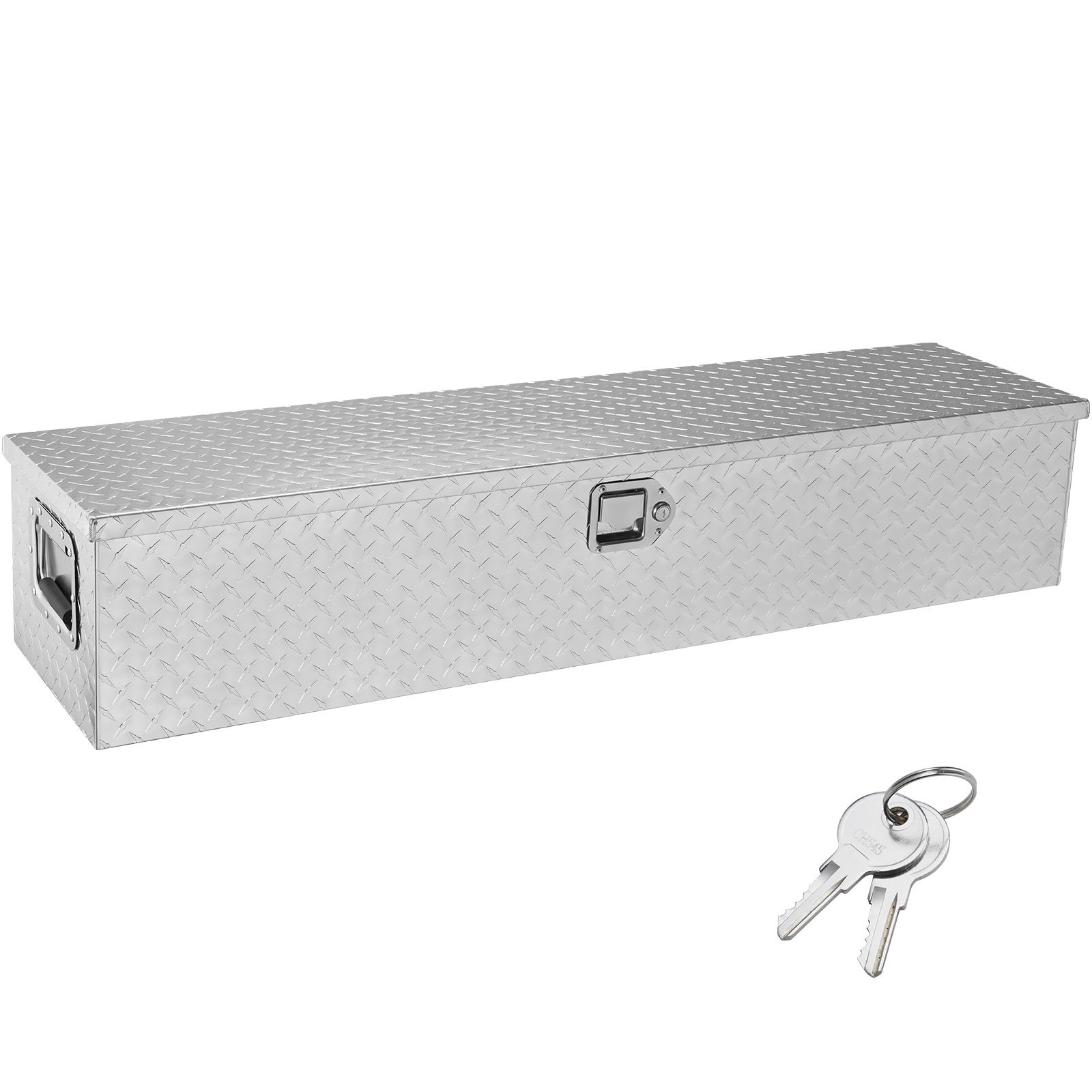 Robuste Aluminium-aufbewahrungsbox Für Lkws, Mit Seitlichem Griff Und Schlüsseln, 121,9 X 38,1 X 38,1 Cm, Silber