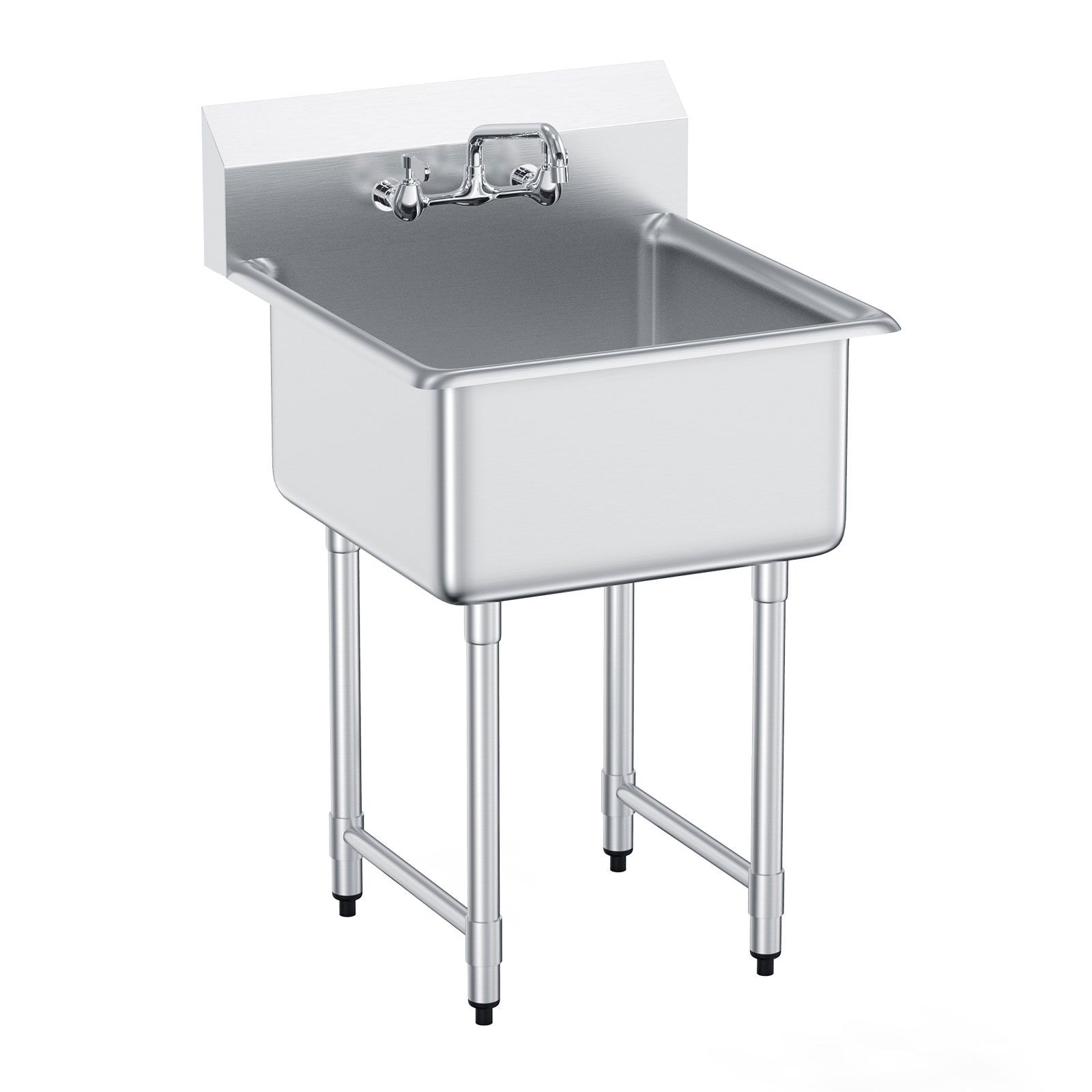 Edelstahl-spülbecken, 1 Freistehendes Becken Mit Armatur Und Füßen, 27"x41", Ideal Für Garage, Restaurant, Küche, Waschküche.