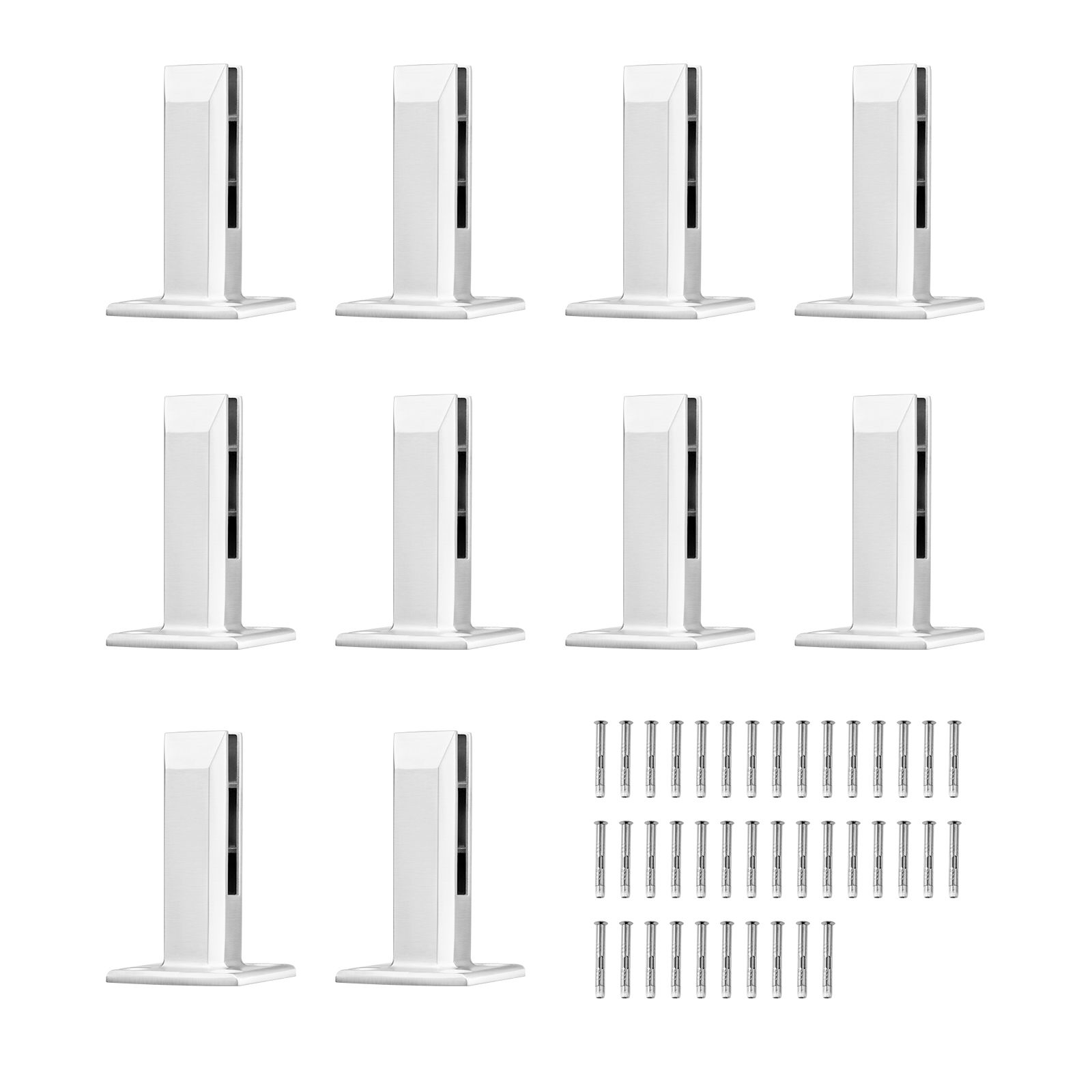 Quadratische Glashalterung, 10 Stück, Für 8-12 Mm Gehärtetes Glas, Edelstahl 304, Silber, Für Balkon, Garten, Treppenhaus