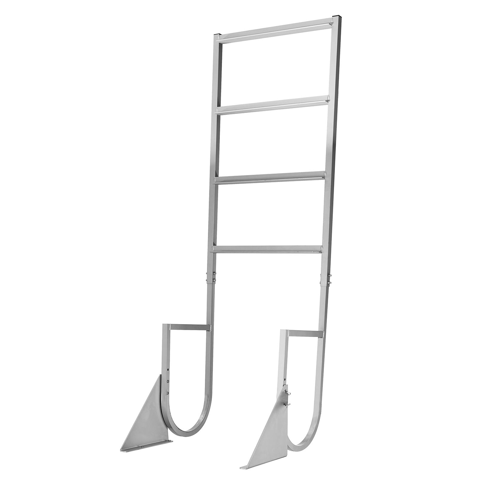 4-stufige, Klappbare Deckleiter, Robustes Aluminium, Rutschfest, Tragkraft 159 Kg, Mit Halteseil, Für Boot, See, Schwimmbad.