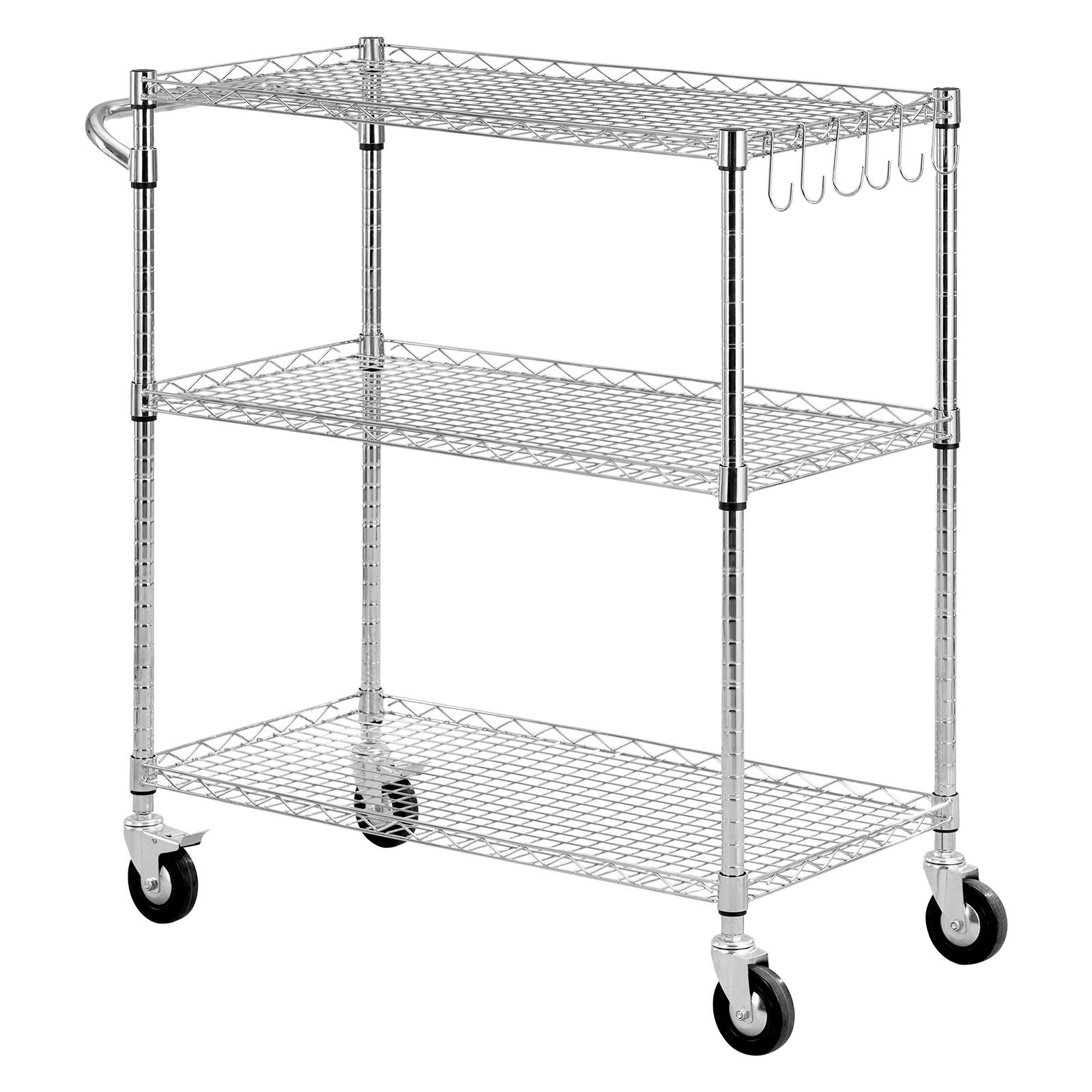 Dreistöckiger Küchenwagen Mit Verstellbarem Metallregal, Rollwagen Mit Griff, Für Garage Und Waschküche, 89 X 45 X 104 Cm
