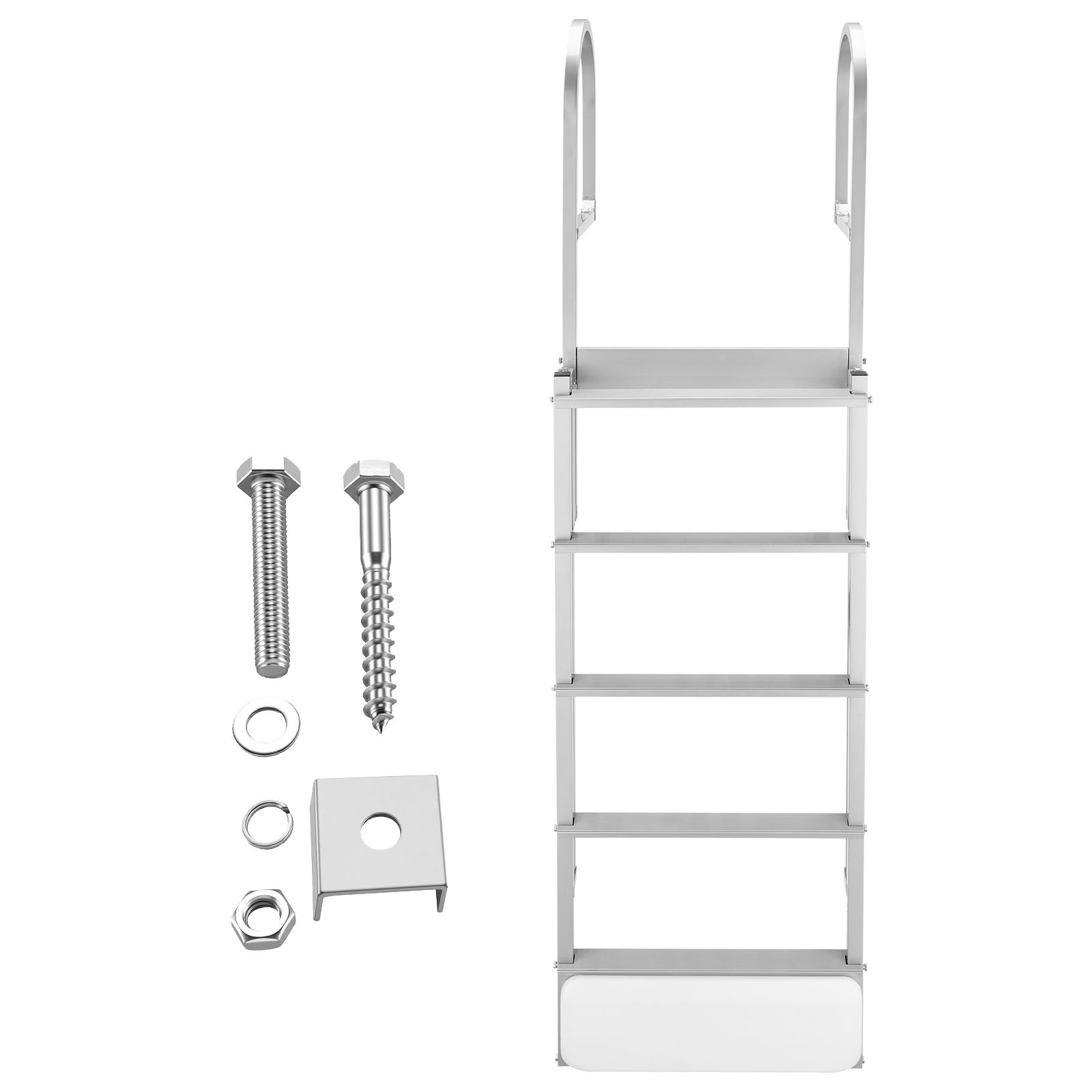 Ausziehbare 5-stufige Deckleiter Aus Aluminium, Selbstaufrichtend, Breite, Rutschfeste Stufen, Tragkraft 227 Kg, Höhenverstellbar, Für See, Pool, Boot.