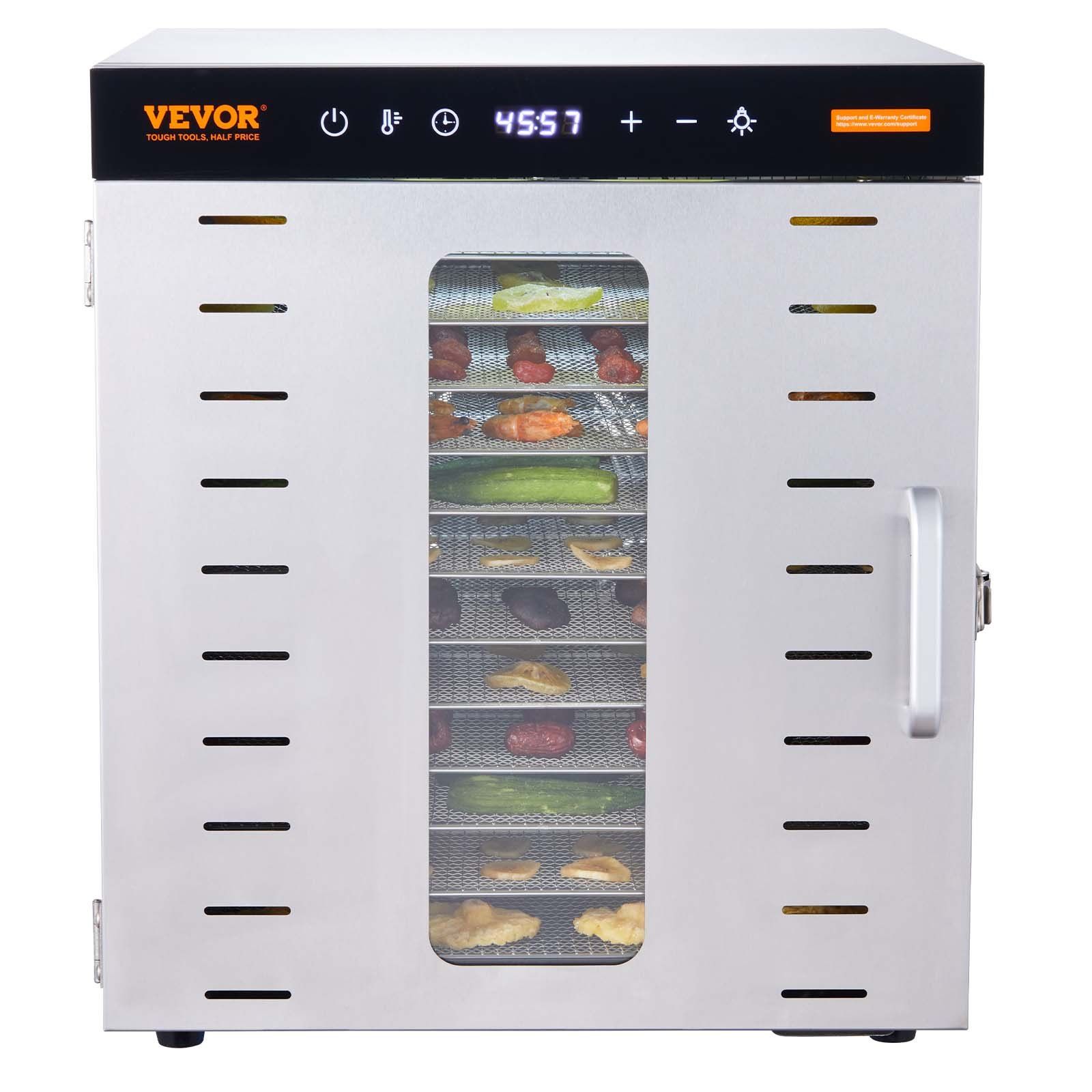 Dörrgerät Aus Edelstahl Mit 10 Einschüben, 1000 W, Für Obst, Fleisch Und Kräuter