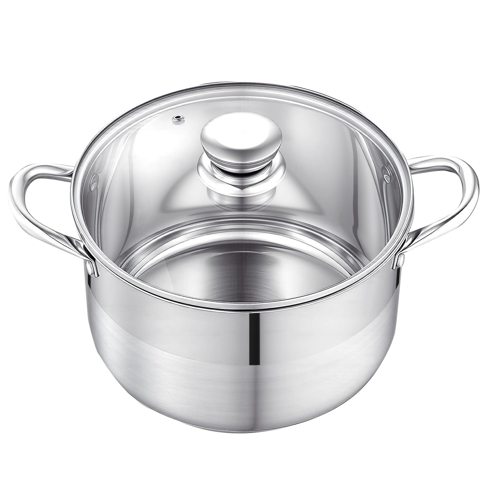 7,6-liter-edelstahl-kochtopf Mit Glasdeckel, Frei Von Pfoa Und Pfas, Geeignet Für Gas-, Induktions- Und Elektroherde, Ideal Für Suppen, Eintöpfe Und Pasta.