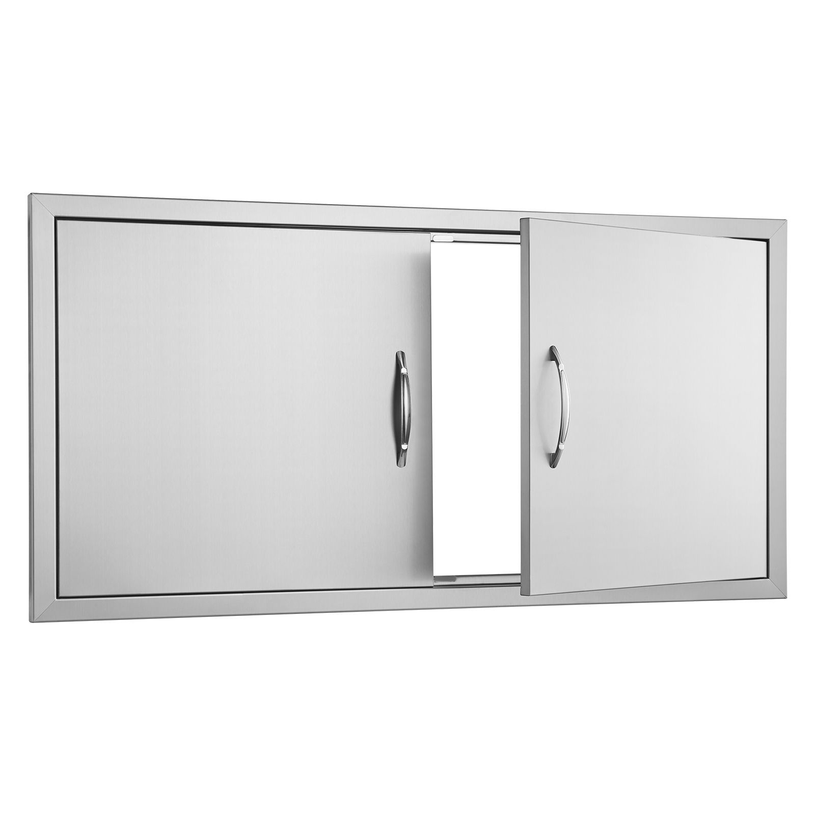 Zugangstür Für Grillplätze 1067x534 Mm, Doppelte Außentür Aus Edelstahl, Flächenbündig, Griffe Inklusive, Für Grillinsel Und Gartenmöbel.