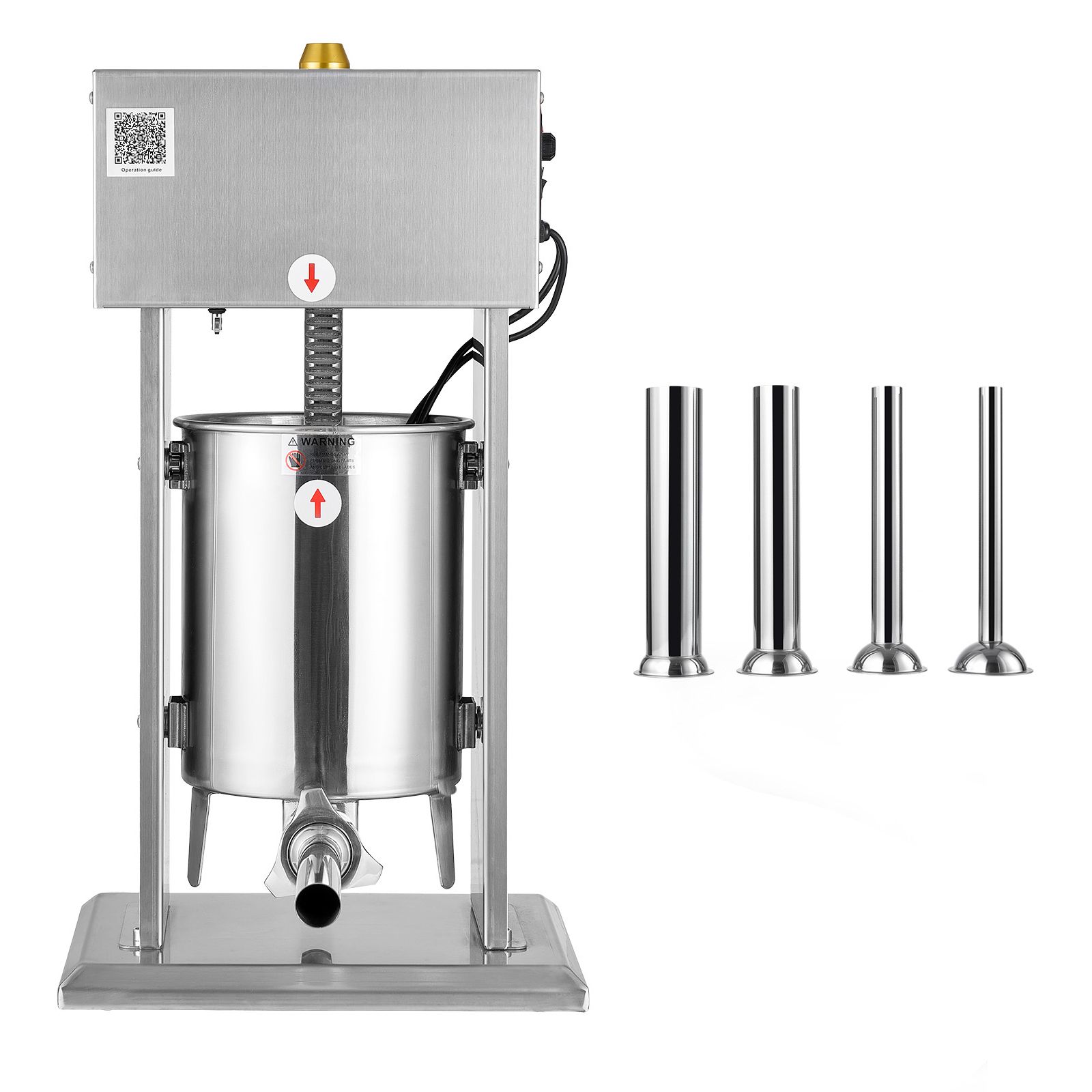 Elektrische Wurstmaschine 10 L, Edelstahl, Stufenlose Geschwindigkeitsregelung Und Fußpedal, 4 Füllrohre, Für Den Professionellen Und Privaten Gebrauch.