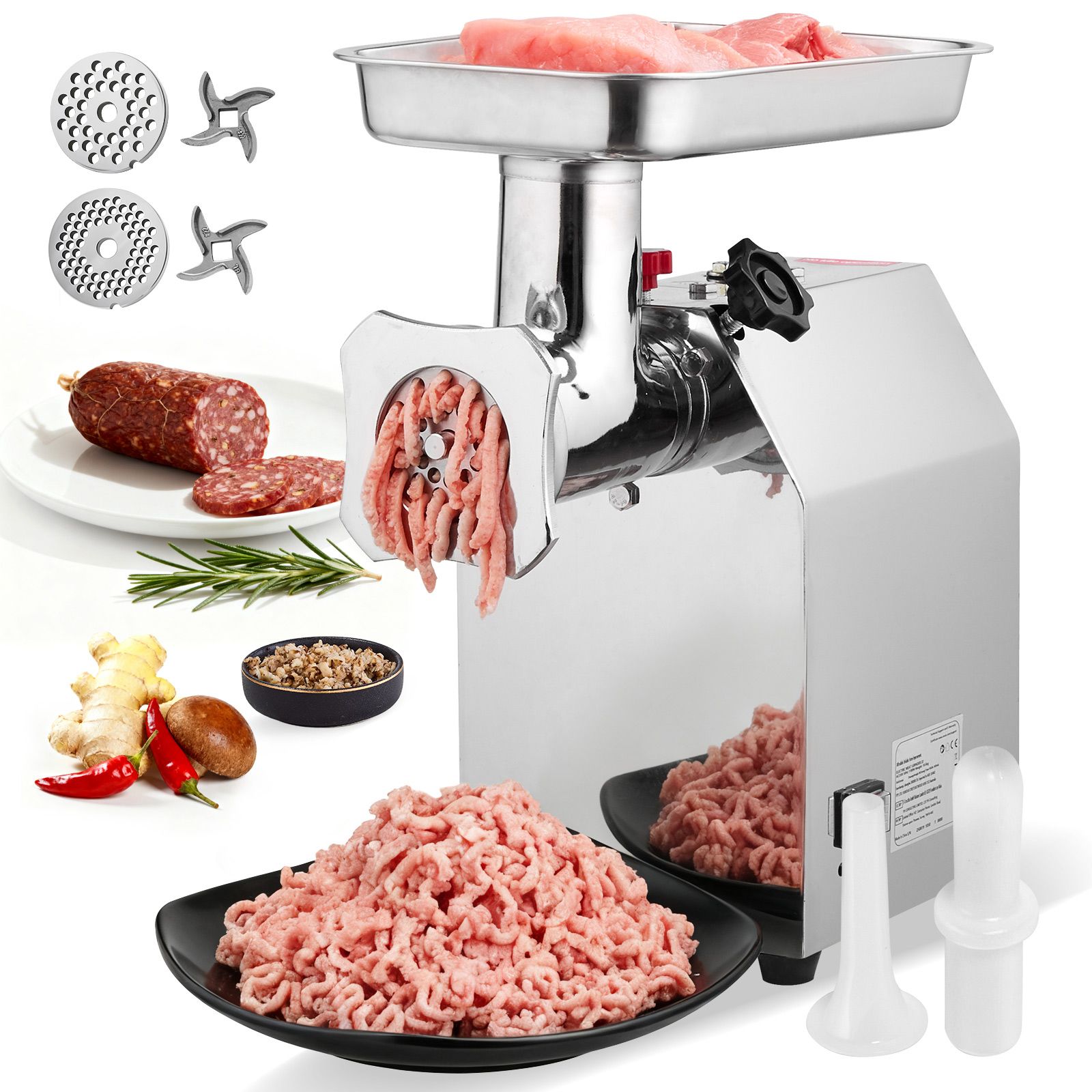 Professioneller Elektrischer Fleischwolf, 4,2 Kg/min, 22 Industrieausführung Mit 2 Edelstahlklingen, 2 Lochscheiben, 1100 W, Für Küche Und Gastronomie
