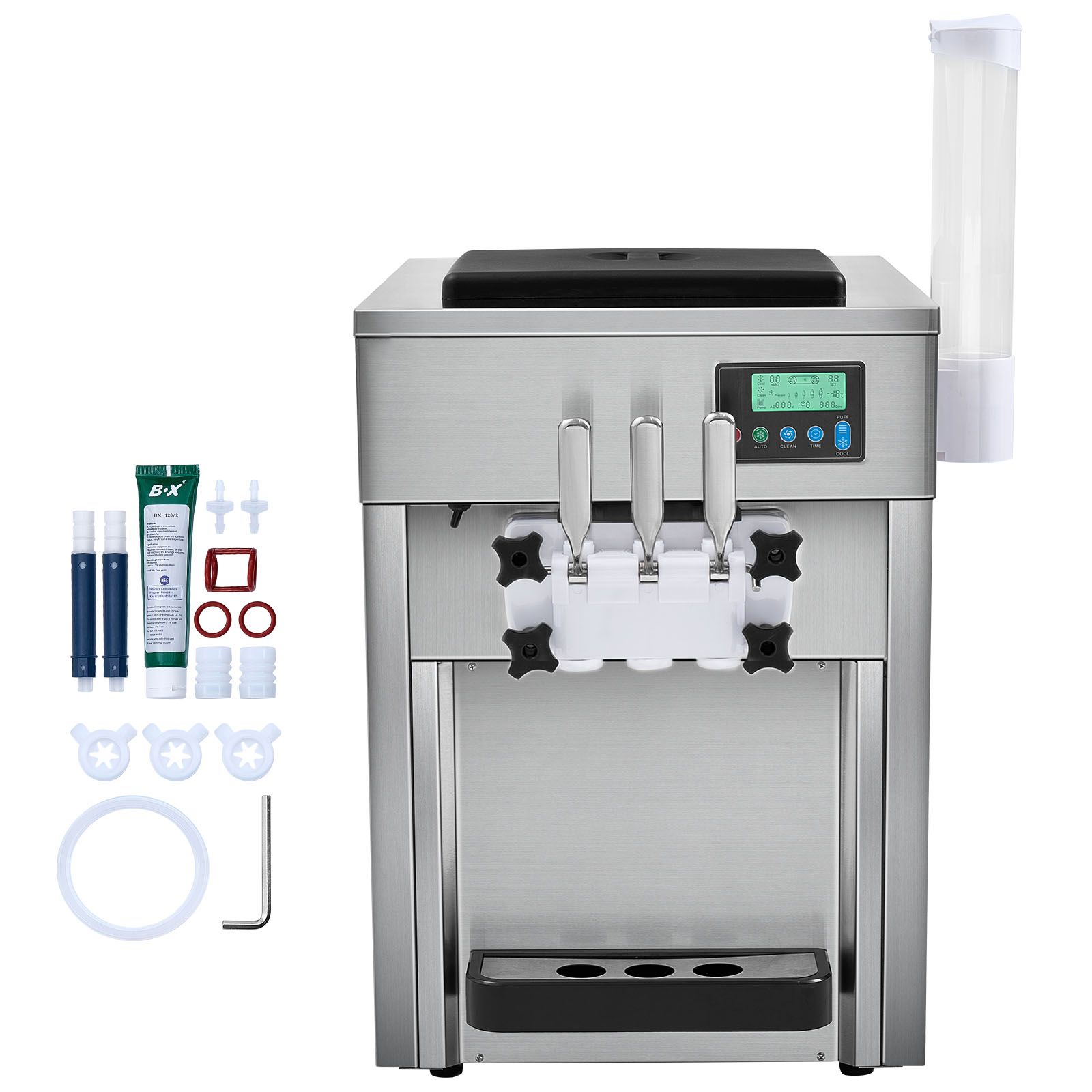 Professionelle Italienische Eismaschine, 1800 W, 3 Sorten, 21 L/h, 2 X 4-l-behälter, 2 X 1,8-l-zylinder, Lcd-display, Selbstreinigung, Vorkühlung, Für Restaurants Und Imbissbuden