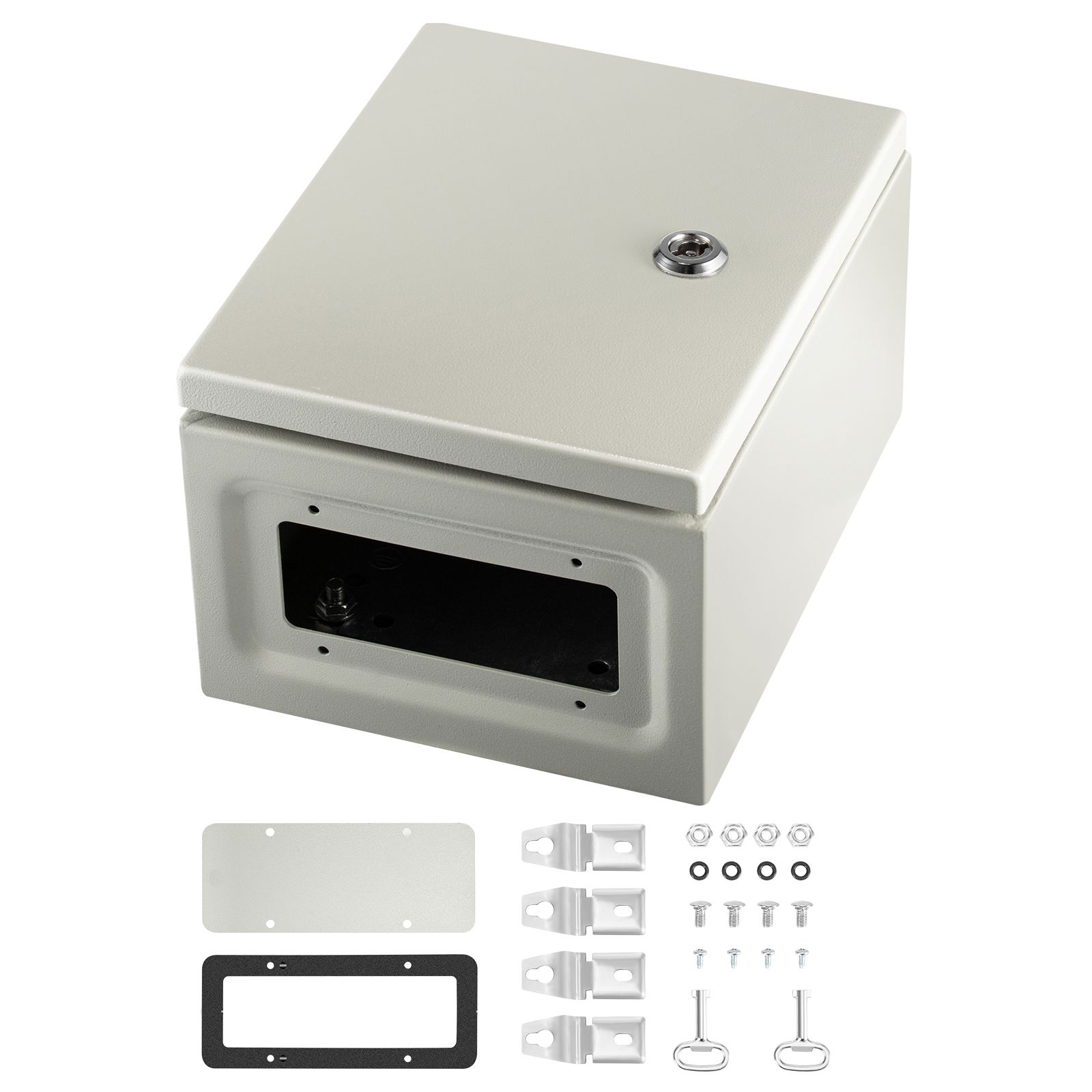 Nema 4x Stahl-elektroverteilerkasten, 25x20x15 Cm, Ip66 Wasserdicht, Staubdicht, Mit Montageplatte, Für Den Innen- Und Außenbereich.