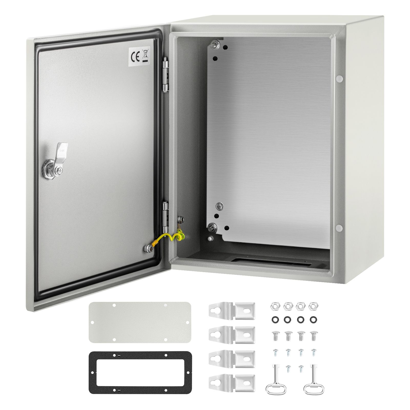 Nema 4x Stahl-elektroverteilerkasten, 40x30x20 Cm, Ip66 Wasser- Und Staubdicht, Für Den Innen- Und Außenbereich, Mit Montageplatte.