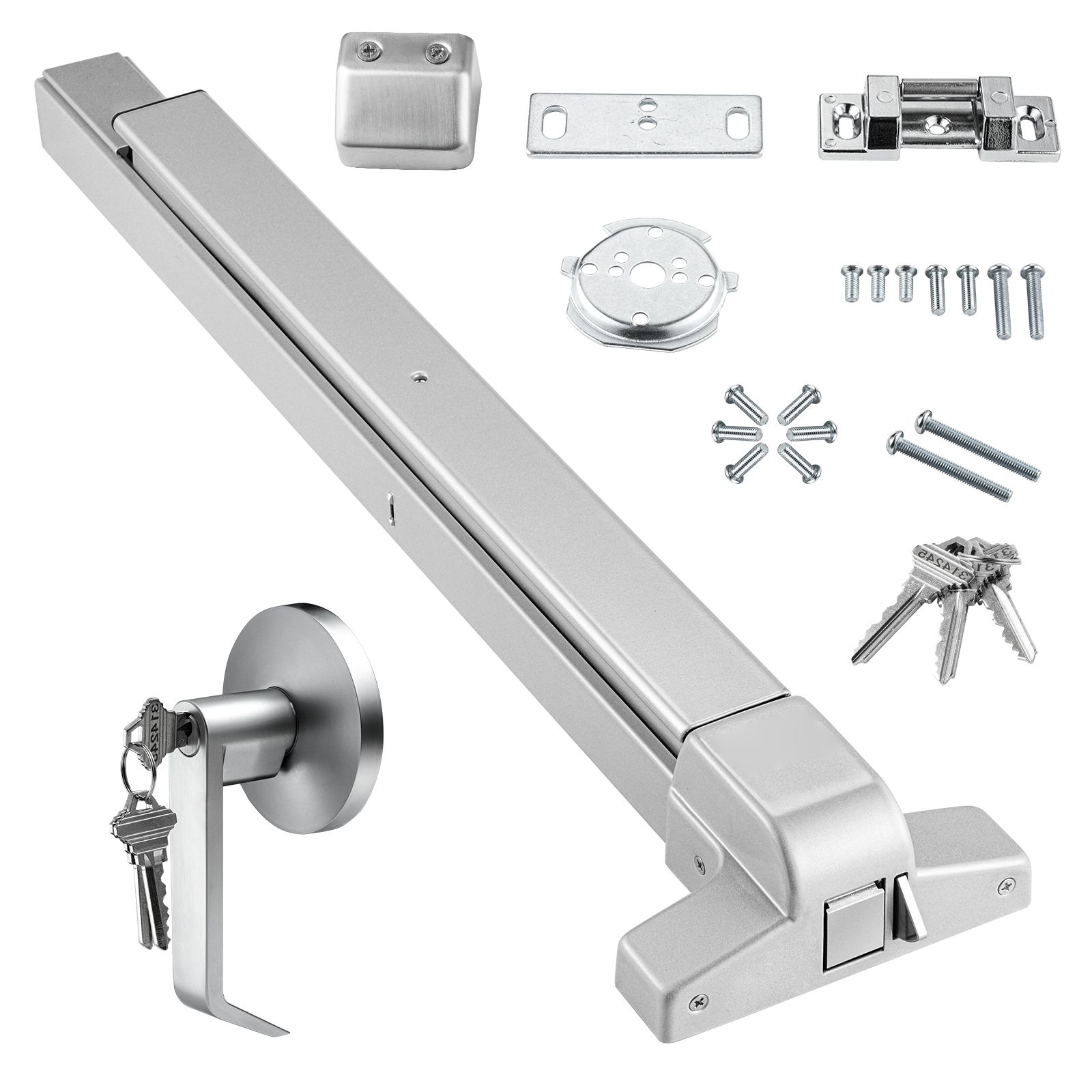 Panikstange Aus Kohlenstoffstahl Mit Außenliegendem Griff Und 3 Schlüsseln, Für Metall- Oder Holztüren, Beidseitig Montierbar (links/rechts).