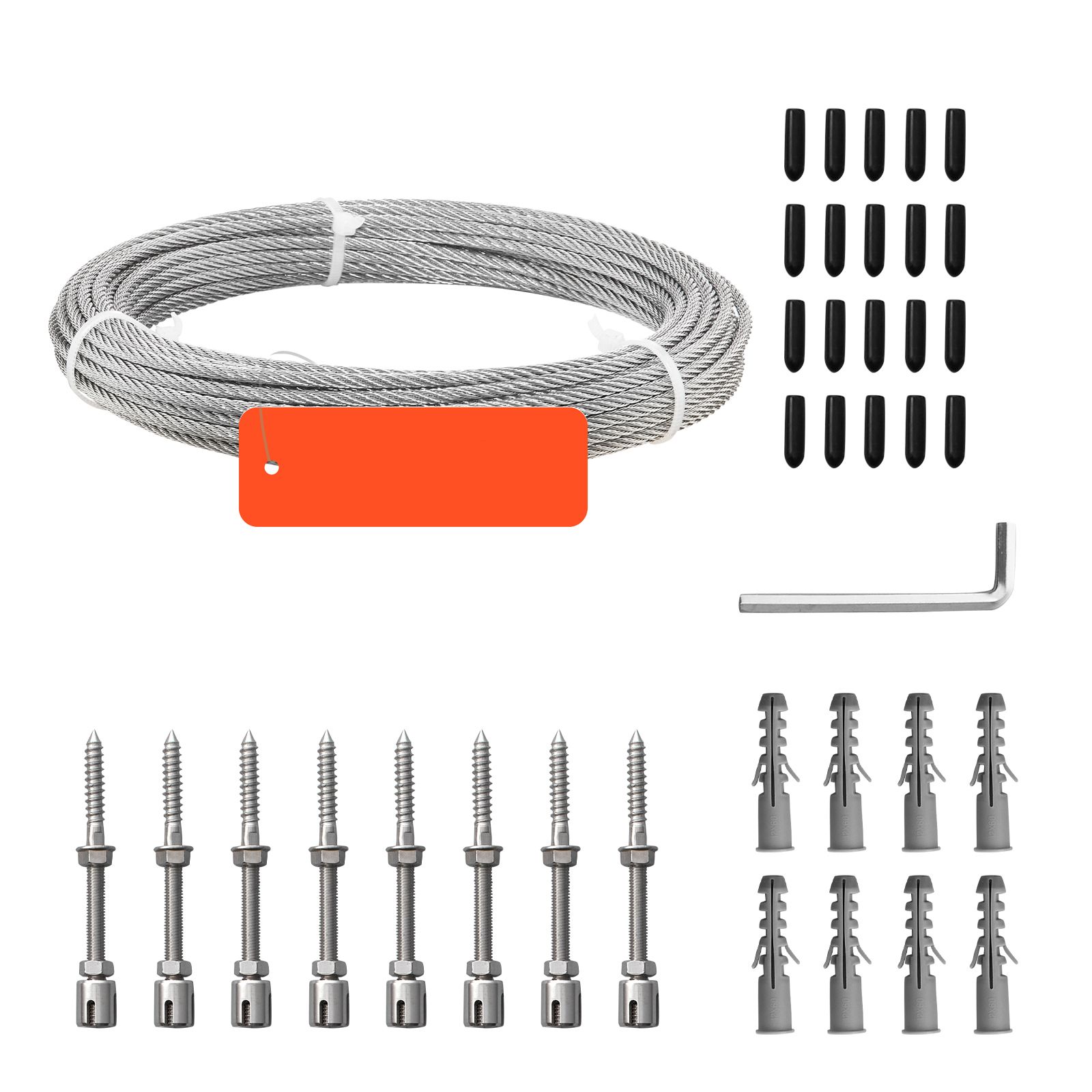 316 Edelstahl-kabelset, 3,2 Mm, 12,2 M, 7,1 Kn Widerstand, 7x7 Litzen, Für Geländer, Gartenspaliere Und Lichterketten.