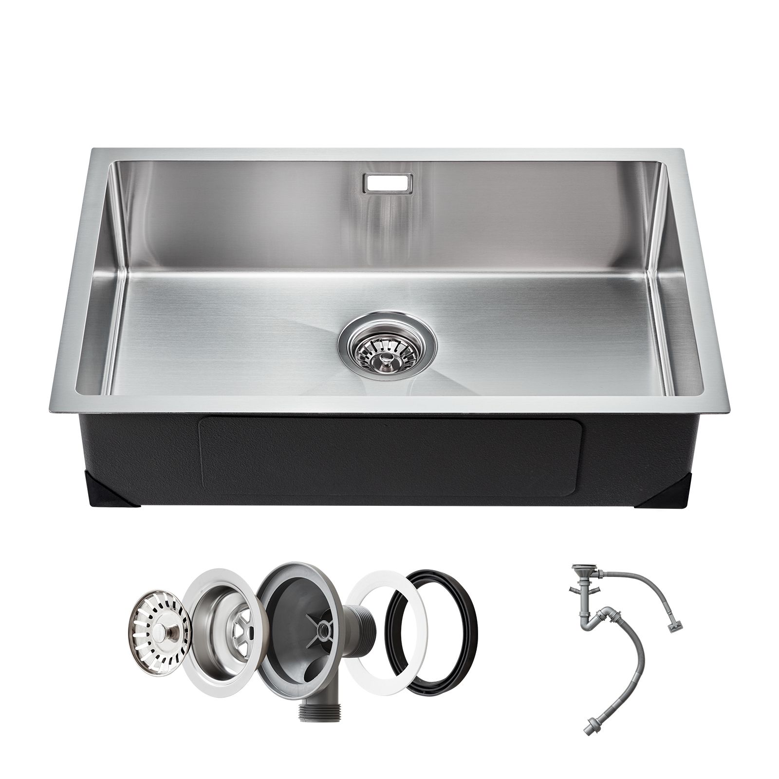 76 Cm Küchenspüle, Einzelbecken Aus Edelstahl 304, Einbauspüle, Mit Zubehör, Ideal Für Wohnmobil, Küche, Waschküche, Bar.