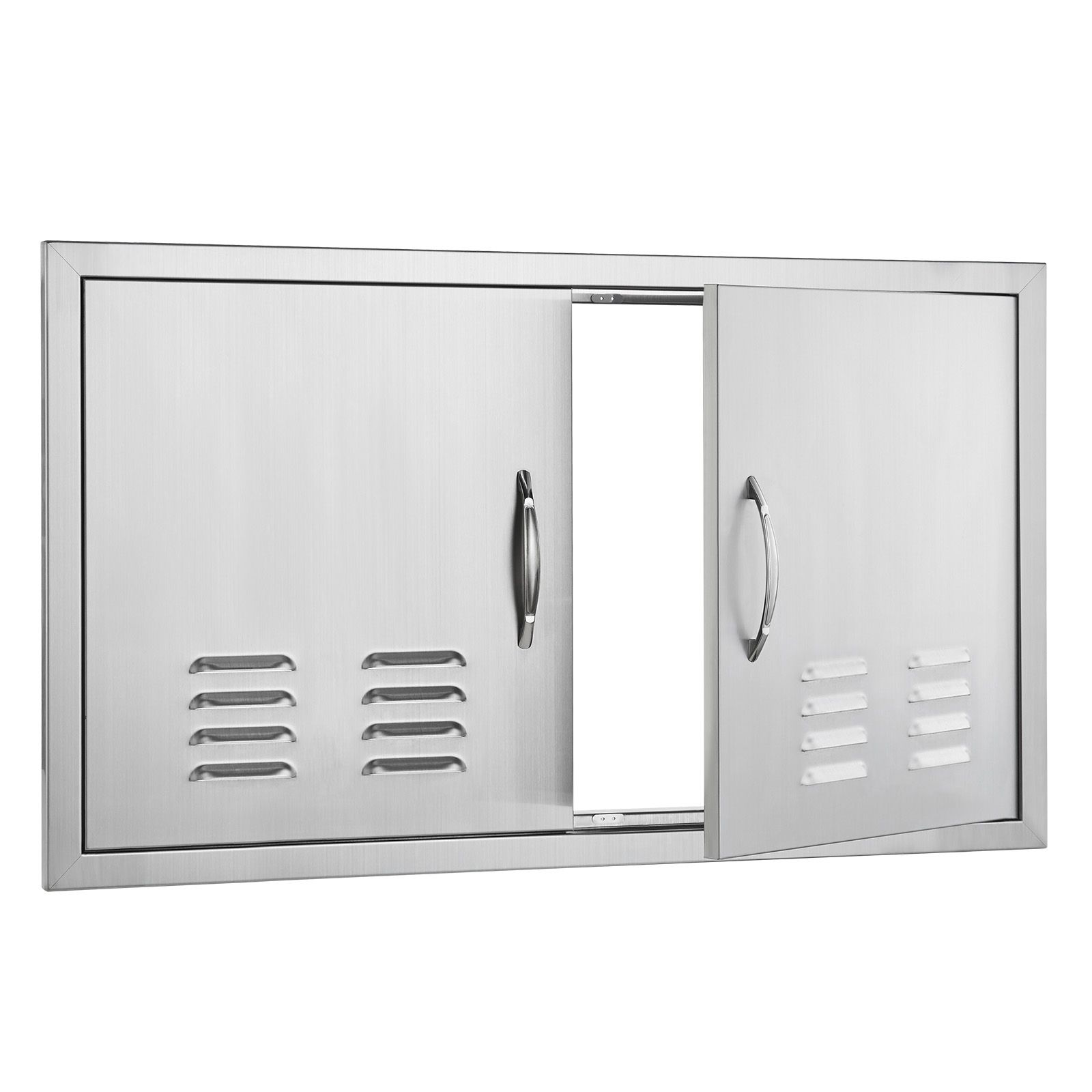 Zugangstür Für Grillplätze 914x534 Mm, Doppelte Außentür Aus Edelstahl, Flächenbündig, Mit Griffen Und Lüftungsschlitzen, Für Grillinseln, Grillstationen, Gartenmöbel.