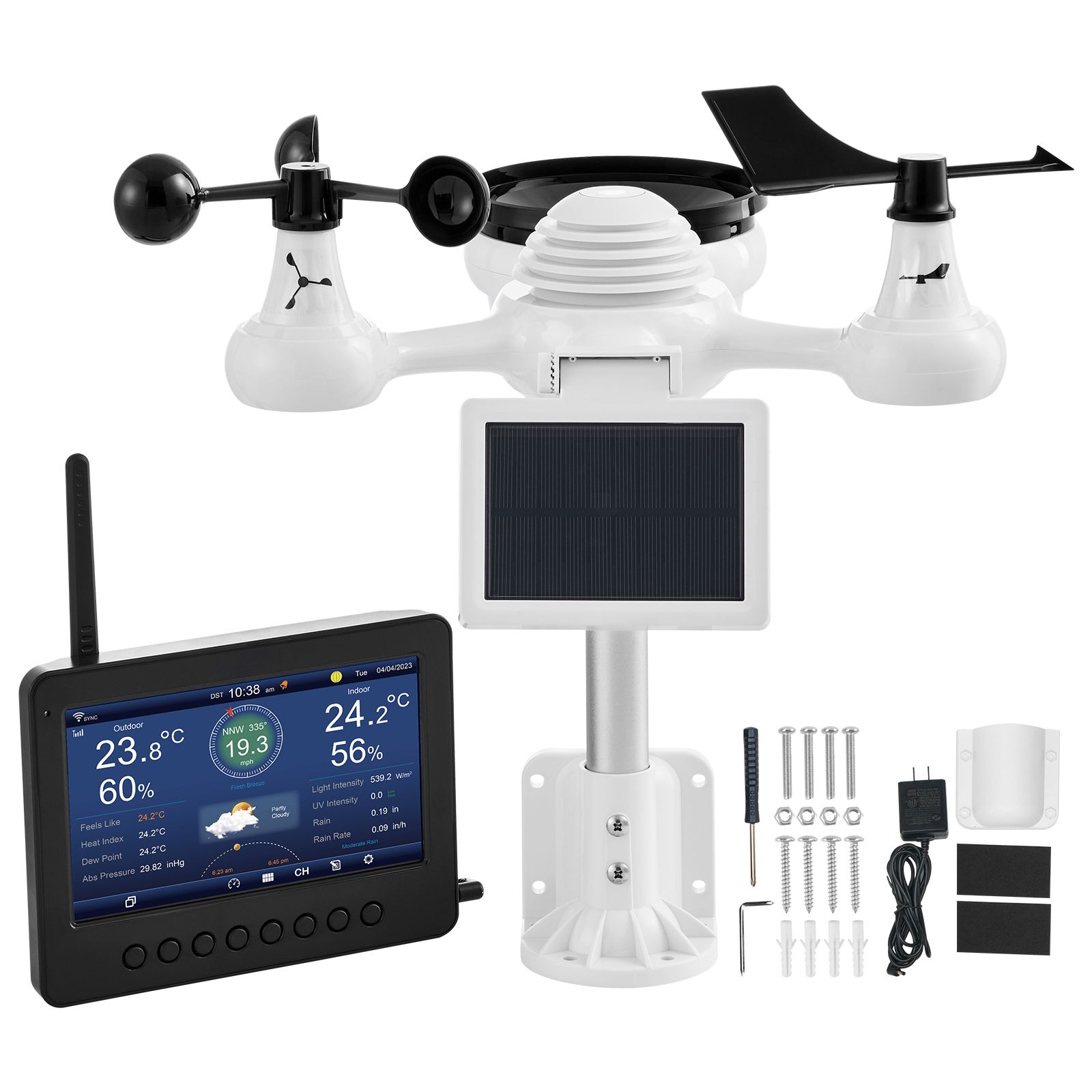 7-in-1-wlan-wetterstation, 186-mm-tft-display, Drahtloser Außensensor