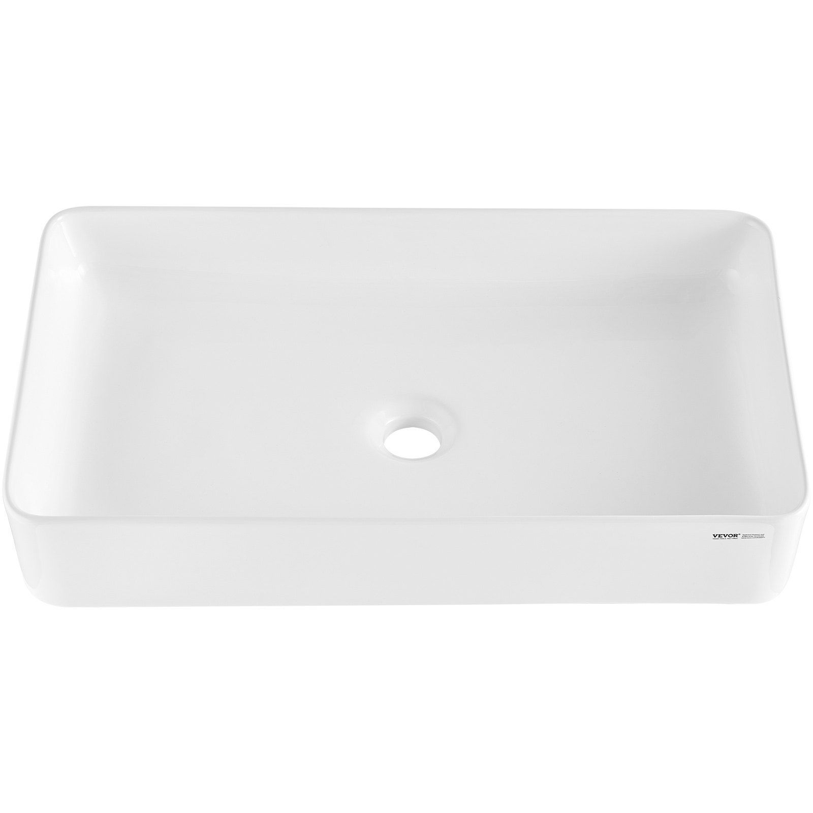 Rechteckiges, Weißes Keramikwaschbecken (61 X 35 Cm), Moderner Stil, Hell Und Elegant, Für Badezimmer, Hotel, Toilette, Wohnmobil
