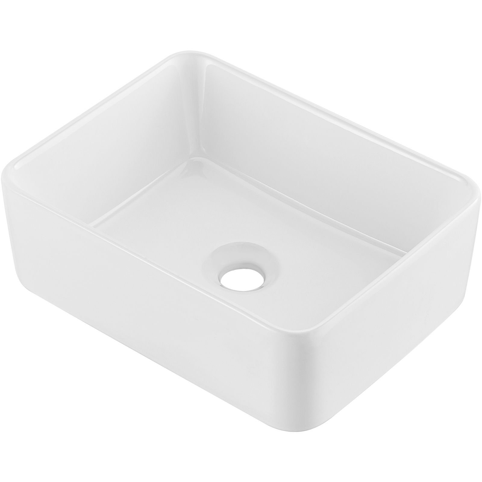Rechteckiges Aufsatzwaschbecken 16x12 Zoll, Weiße Keramik, Modern Und Elegant, Sorgfältig Verpackt Für Badezimmer, Hotel, Toilette, Wohnmobil.