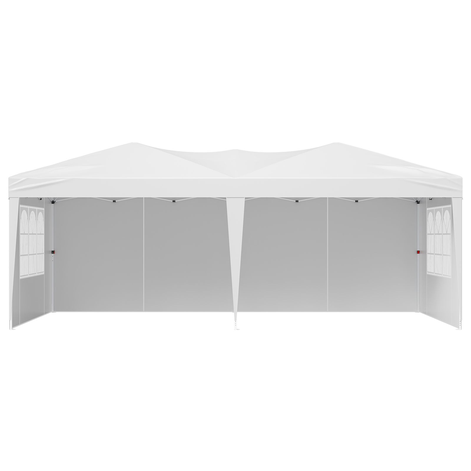 Schnellaufbau-gartenpavillon 5,9 X 2,96 M Mit 3 Wänden Und 2 Belüftungsfenstern, Höhenverstellbar, Pop-up-zelt Für Veranstaltungen, Terrasse, Garten, Partys