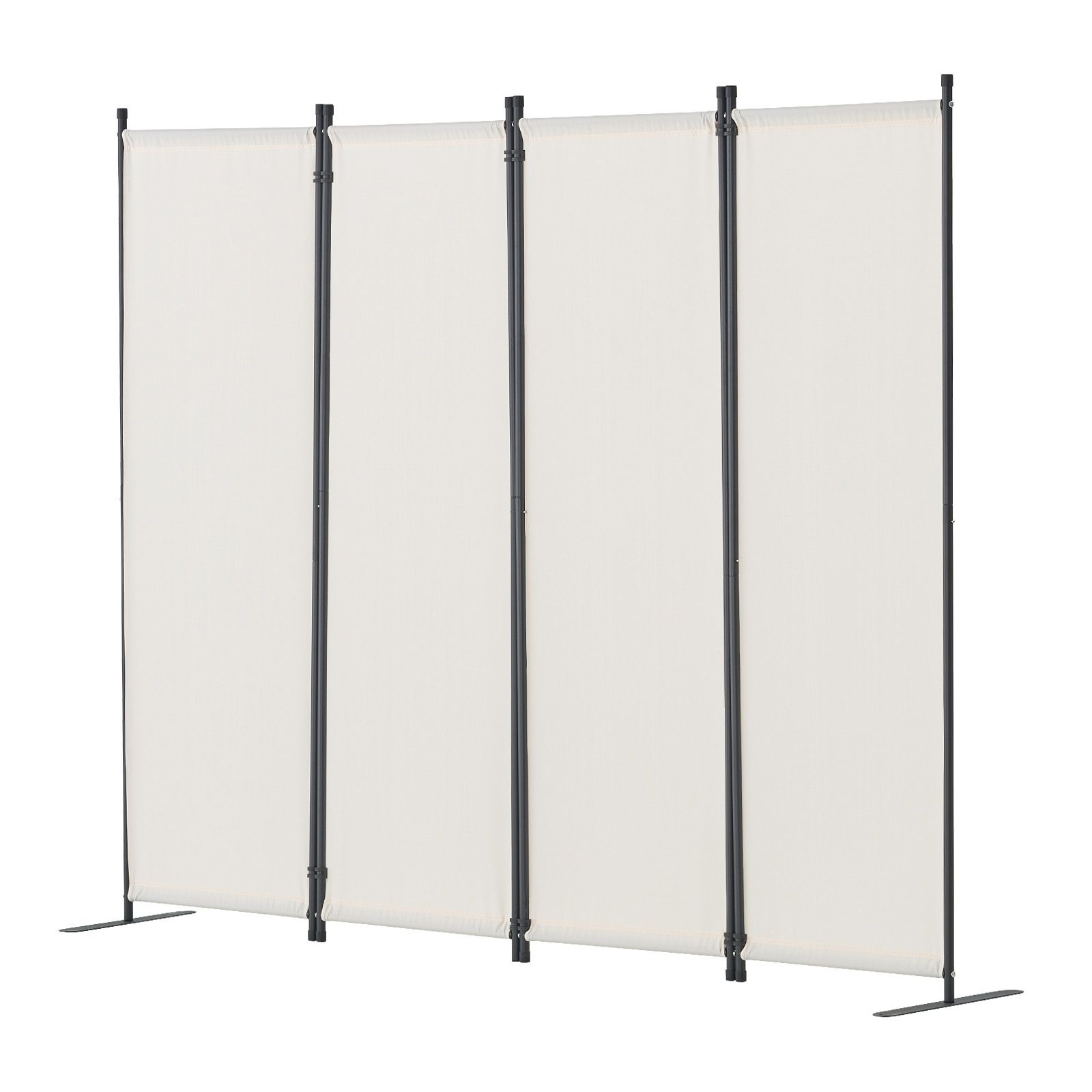 4-teiliger Raumteiler, Faltbarer Stoffparavent Für Büro, Schlafzimmer, Esszimmer, Arbeitszimmer, Freistehend, Weiß