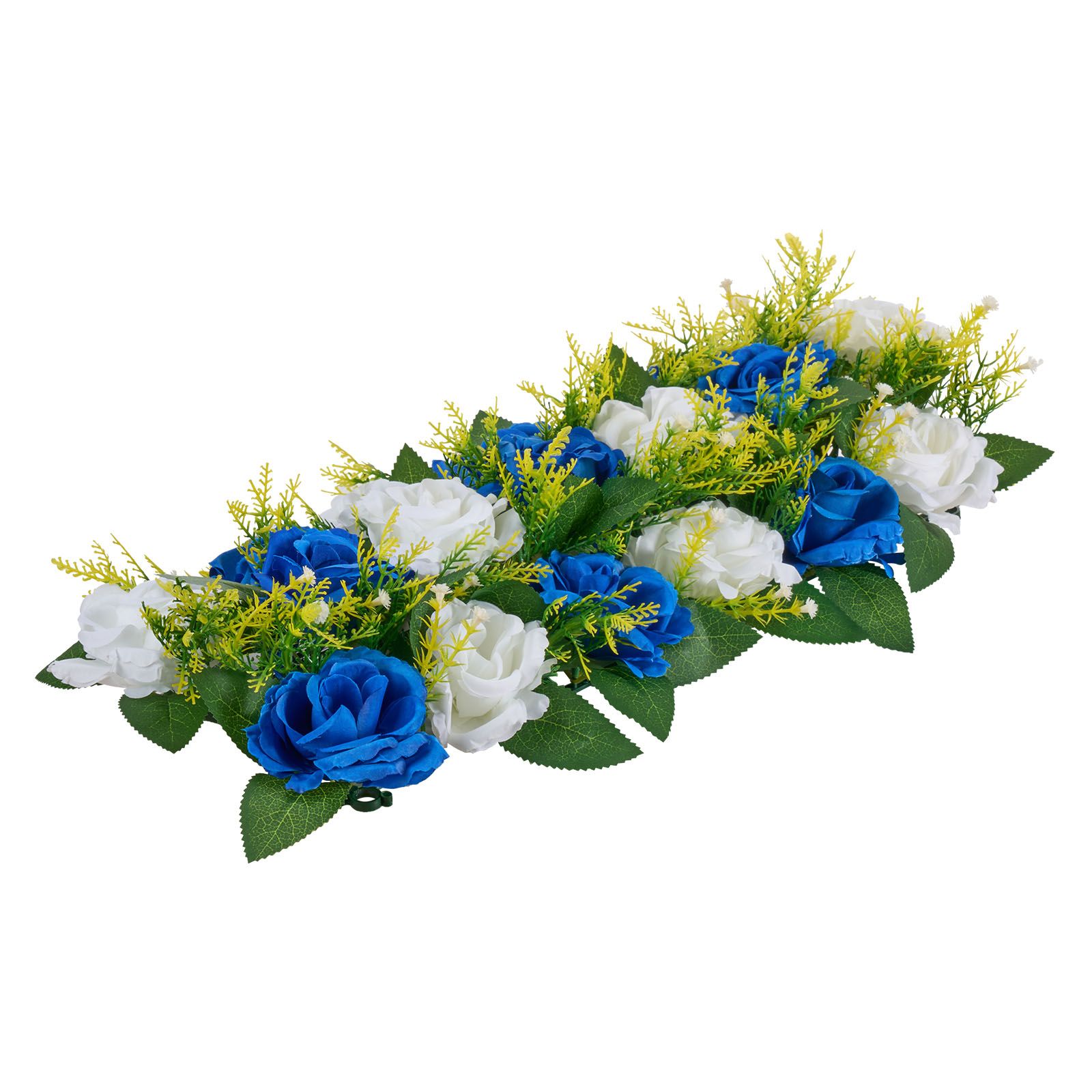10-teiliger Künstlicher Blumenstrauß, 500 X 220 Mm, Tischdekoration Für Hochzeiten, Künstliche Rosen Für Die Heimdekoration, Weiß Und Blau