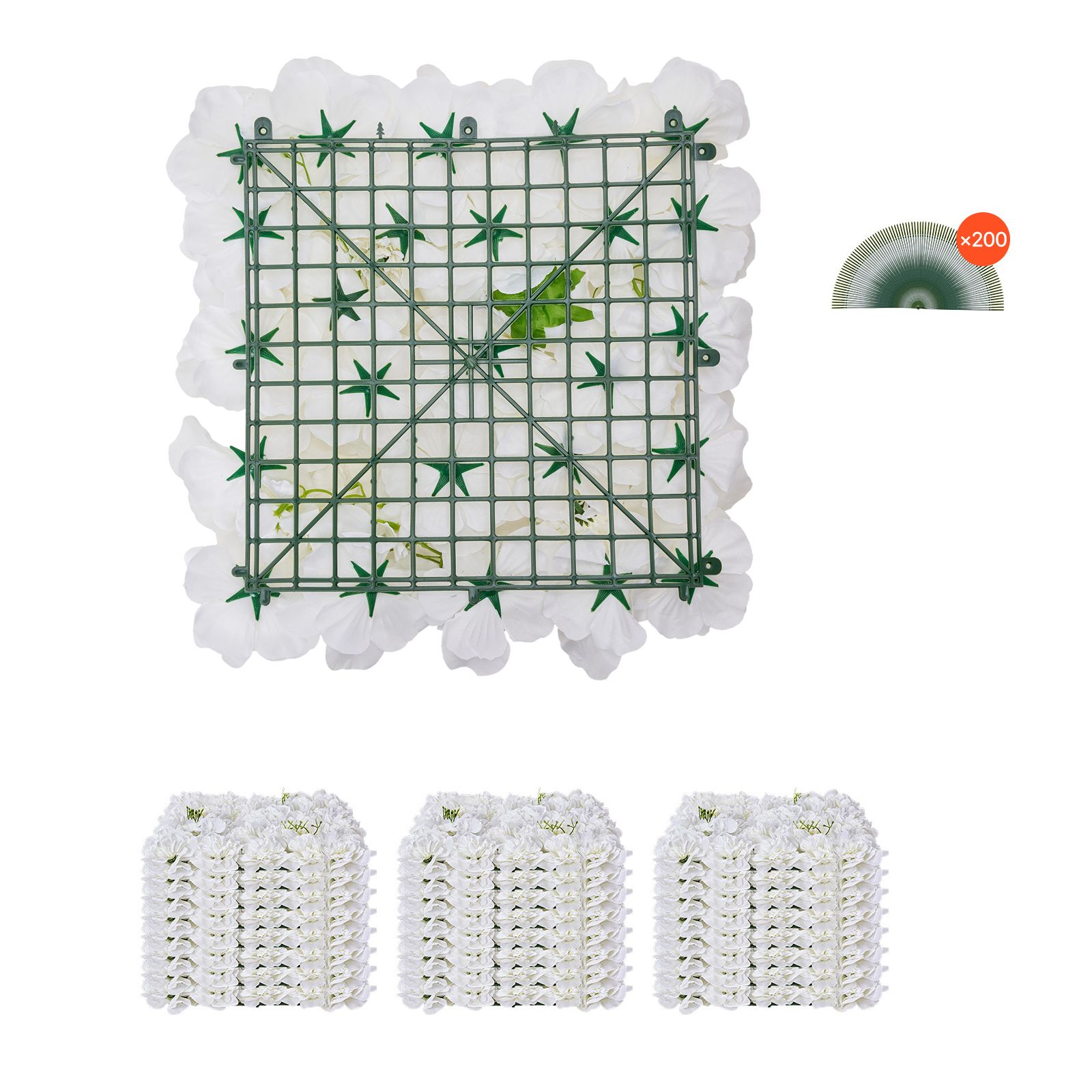 3d-blumenwandpaneel, 24-teilig (15 X 15 Cm), Künstliche Blumennetz-hintergrundwand, Einfache Montage, Für Hochzeiten, Valentinstag, Heim- Und Partydekoration, Weiß
