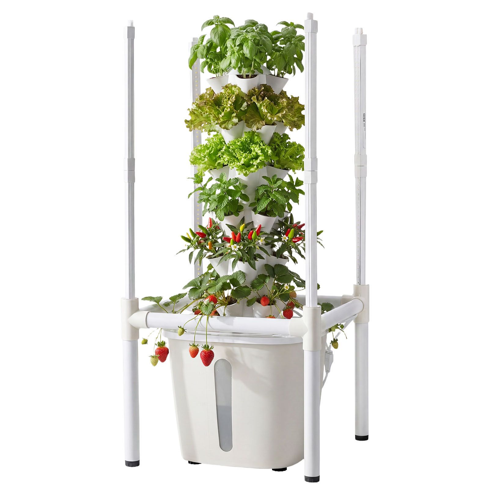 Hydroponischer Anbauturm Mit 30 Plätzen Und 6 Ebenen, Led-beleuchtung Und App-steuerung, Vertikaler Indoor-garten, 20-liter-reservoir Und Pumpe, Für Kräuter, Obst Und Gemüse.