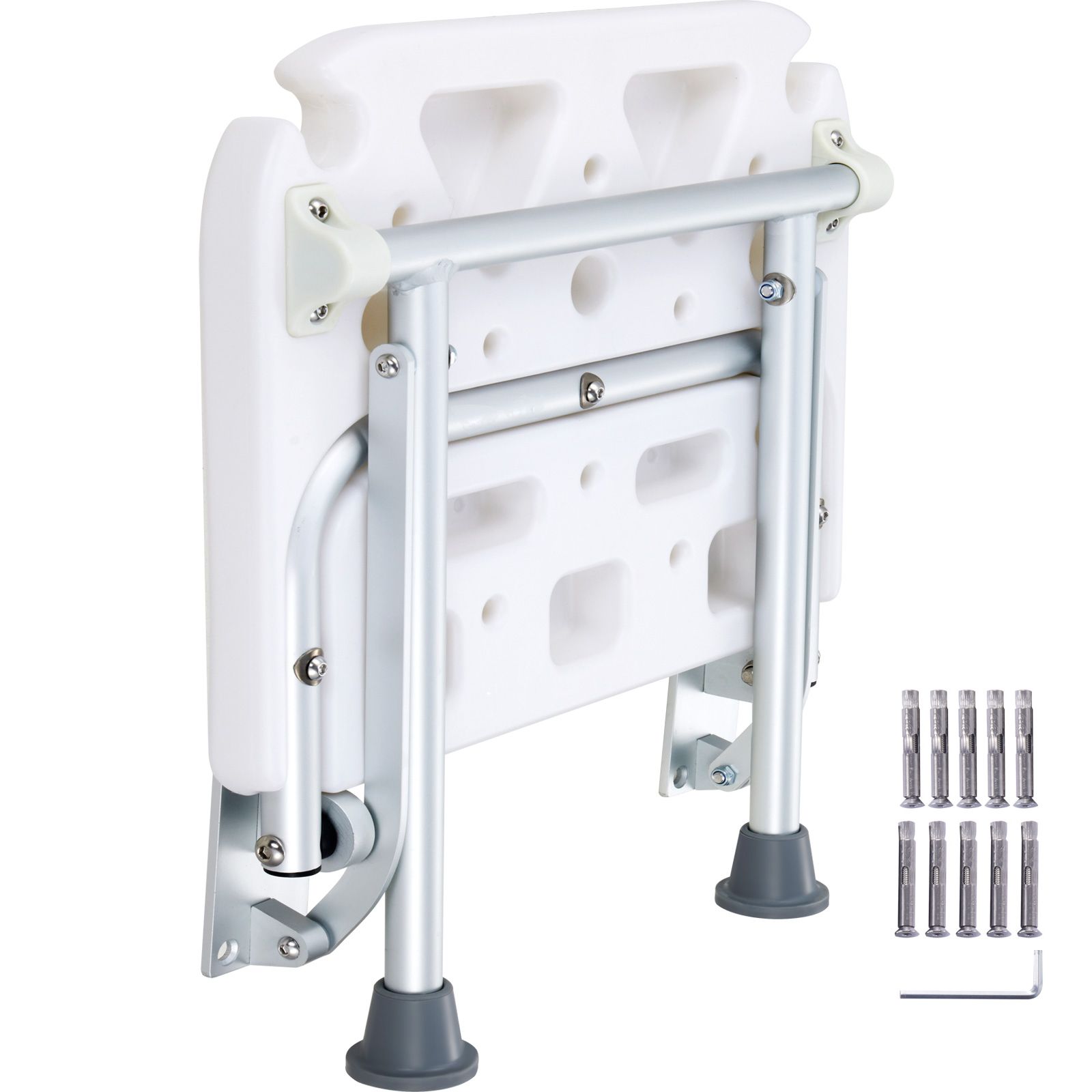 Klappbarer Duschsitz Aus Polyethylen, 40 X 37,5 Cm Ausgeklappt, Zur Wandmontage, Maximale Belastung 227 Kg, Platzsparend, Für Senioren, Schwangere, Kinder Und Erwachsene.