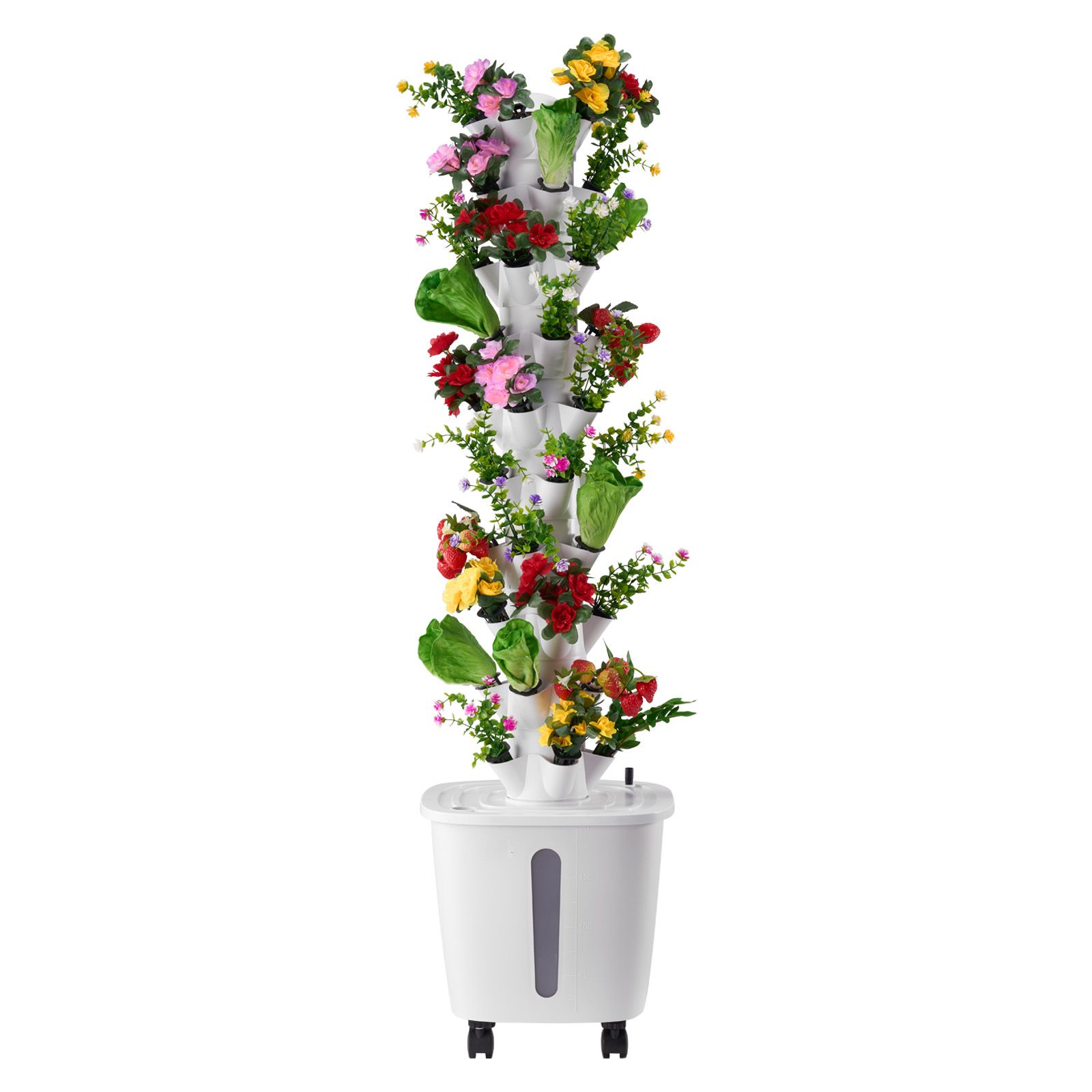 Vertikales Hydroponik-anbausystem Mit 10 Ebenen Und 50 Pflanzplätzen, Inklusive Wasserpumpe Und Rollen, Ideal Für Kräuter, Obst Und Gemüse In Innenräumen.