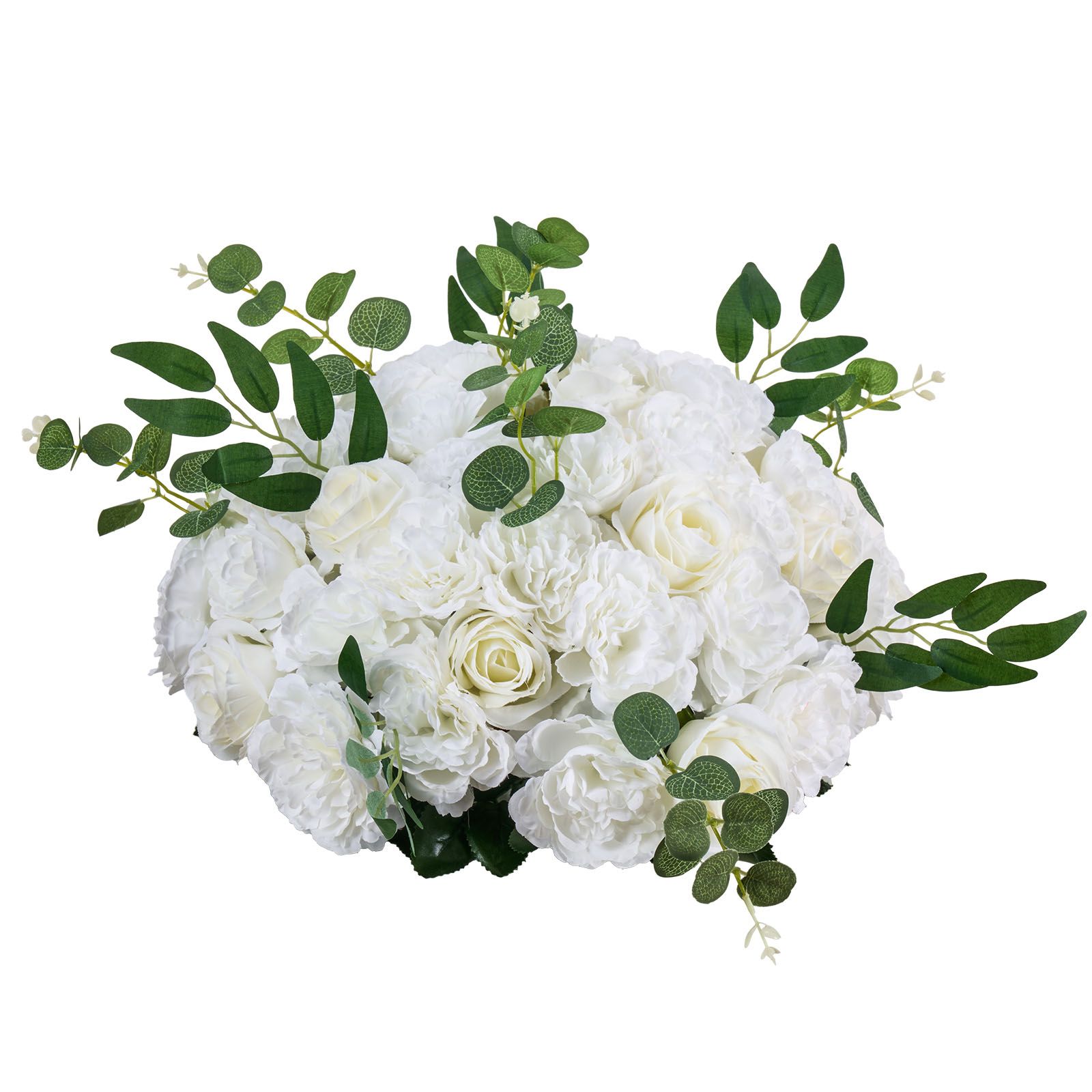 Strauß Aus 10 Künstlichen Weißen Rosenkugeln (450 Mm Durchmesser) Für Tischdekoration, Heim- Und Hochzeitsdekoration