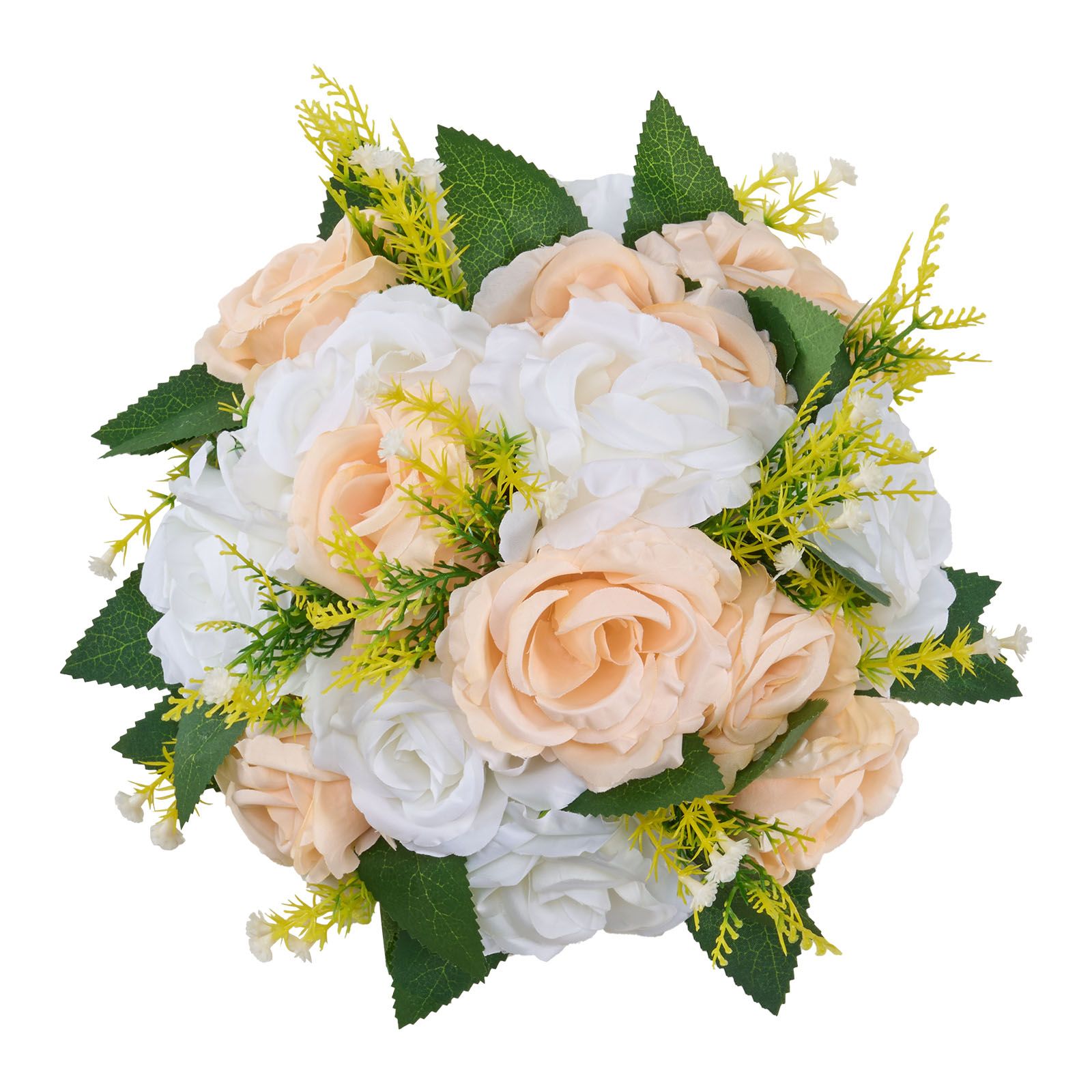 10-teiliger Künstlicher Blumenstrauß, 240 Mm, Tischdekoration Für Hochzeiten, Champagner- Und Weiße Rosen