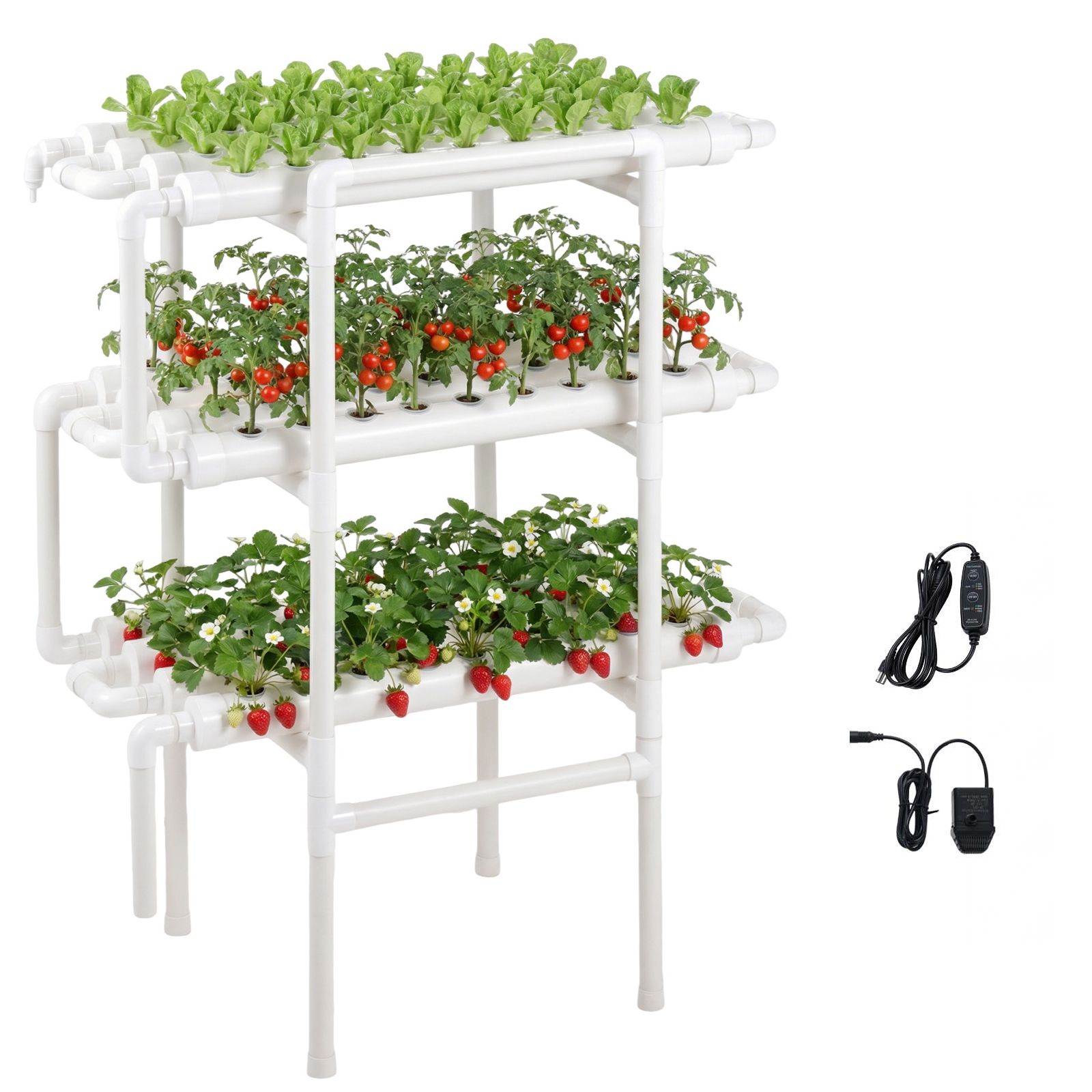 3-stufiges Hydroponik-set Für 108 Pflanzen, Dicke Upvc-rohre, Zeitgesteuerte Bewässerung, Indoor-garten Für Gemüse Und Kräuter