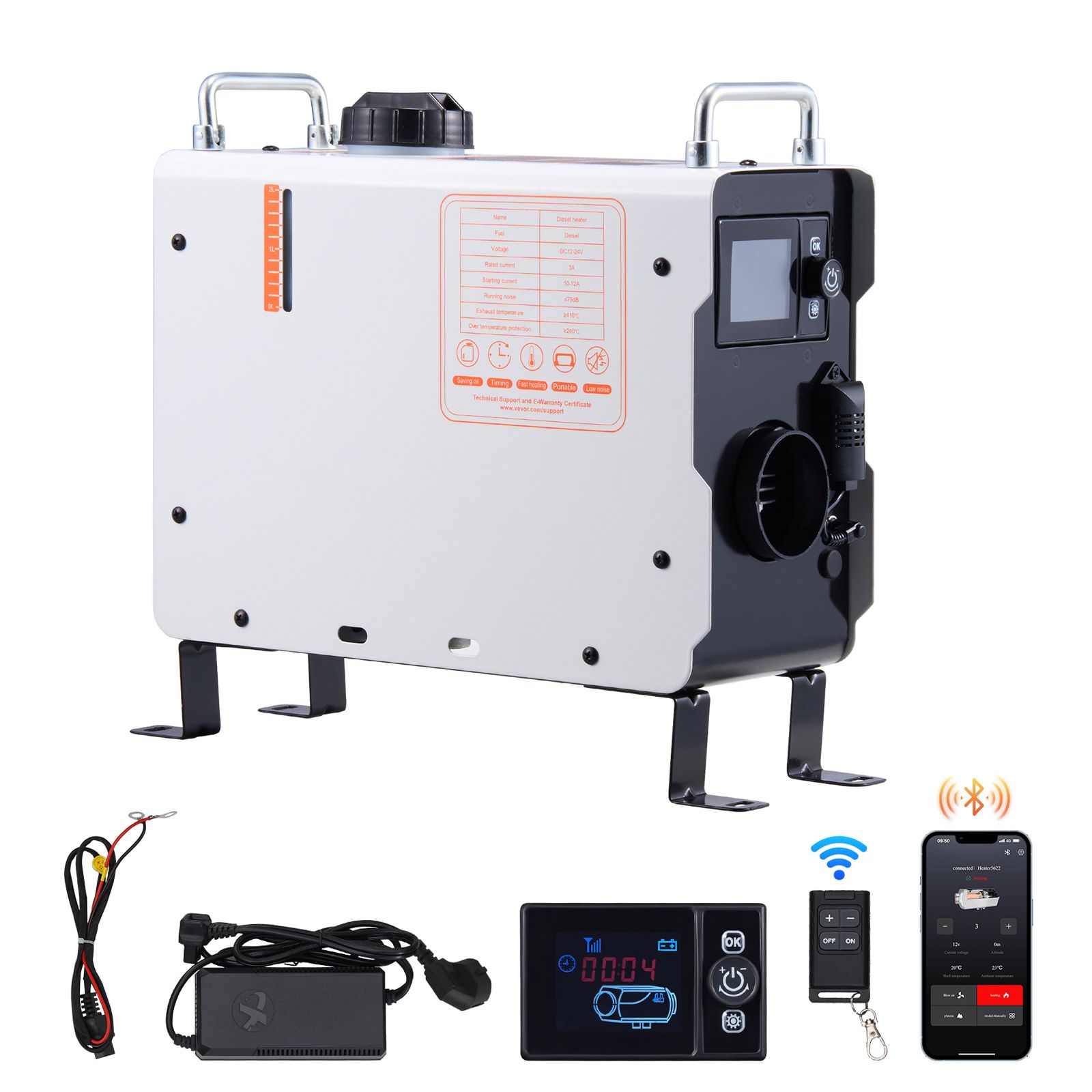 2kw 12v/24v All-in-one-dieselheizung, Bluetooth-steuerung, Fernbedienung Und Display, Co-alarm, Schnelle Aufheizung Für Fahrzeuge Und Den Außenbereich.