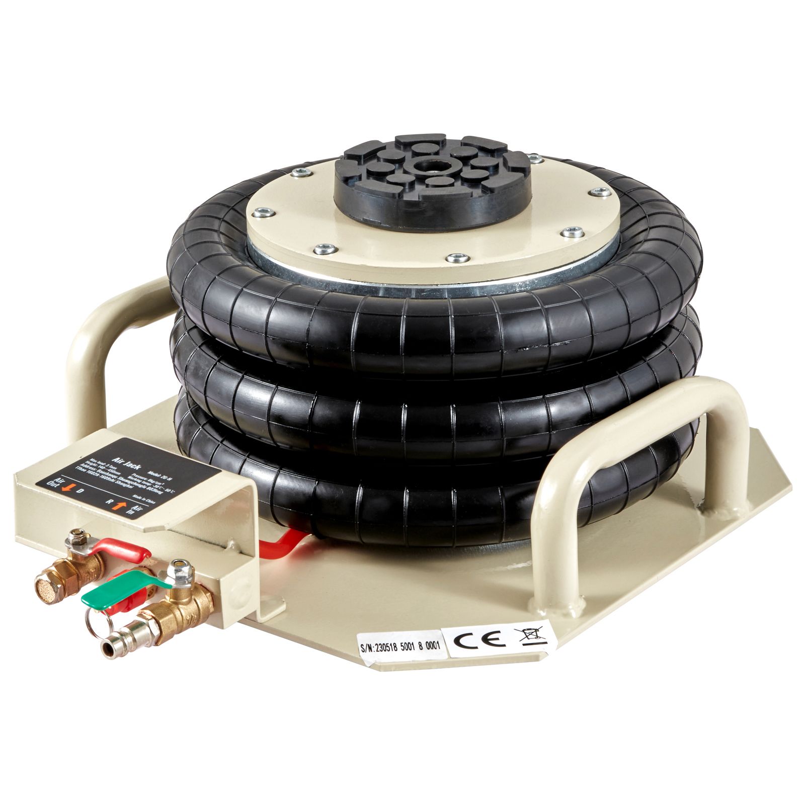 3t/6600 Lbs Pneumatikheber, Hubhöhe Bis Zu 450 Mm, Schnelles Anheben In 3-5 Sekunden, Seitliche Griffe, Für Autos Und Werkstätten (weiß)