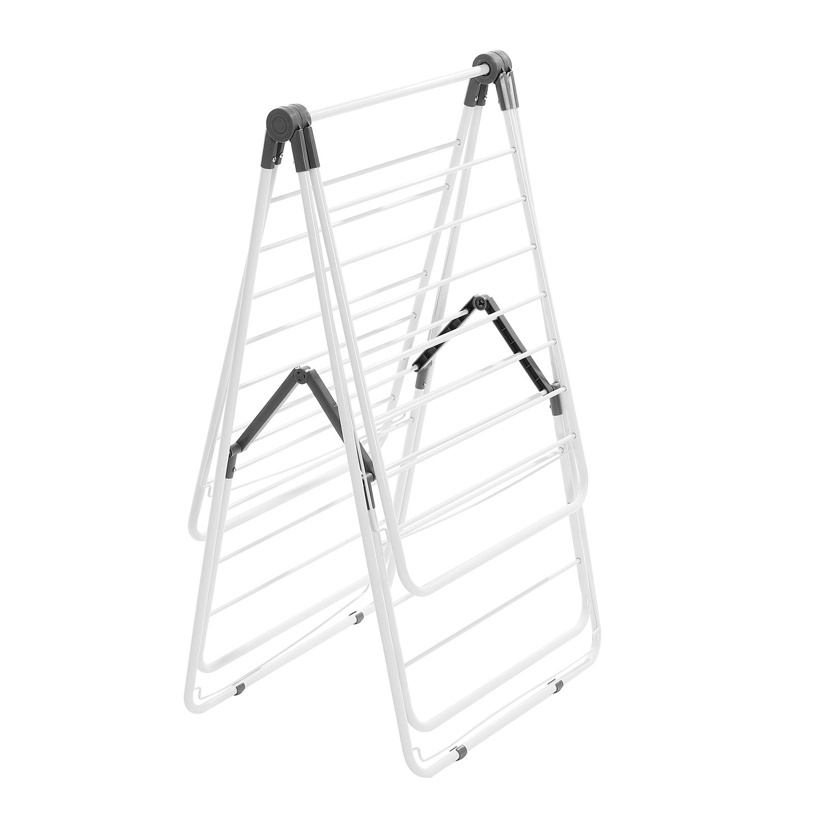 Zweistufiger, Faltbarer Wäschetrockner, 31 Stangen + Sockenclips, Höhenverstellbares Metallgestell, Für Den Innen- Und Außenbereich, Weiß.