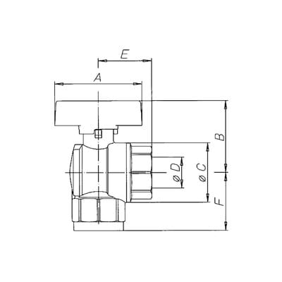 Kugelhahn Eckform, EN 331, Messing vernickelt, IG/AG, R/Rp 3/4", DN 20