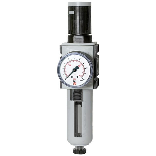 Filterregler »FUTURA«, PC-Behälter, SK, Manometer, BG 4, G 3/4", 0,5-8 bar, HA