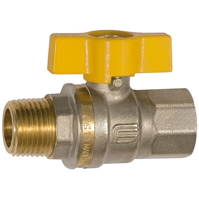 Kugelhahn DIN EN 331, DVGW, Messing vernickelt Flügelgriff, I/A, Rp/R 1