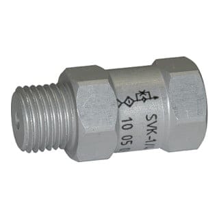 Strömungsventil, AG oben, Alu, Kugelsitzventil pu = -0,3bar l/min 2,9
