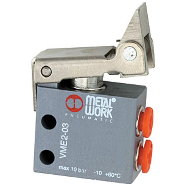 3/2-Wege-Miniventil, mechanisch, Rollenhebel, freier Rücklauf, 4mm seitlich