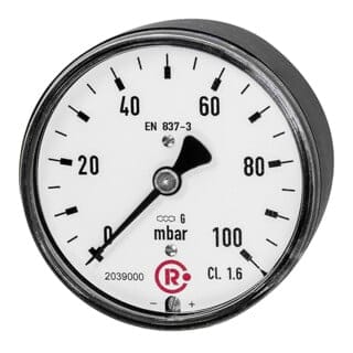 Kapselfedermanometer, G 1/4" hinten zentrisch, 0-60 mbar, Ø 63