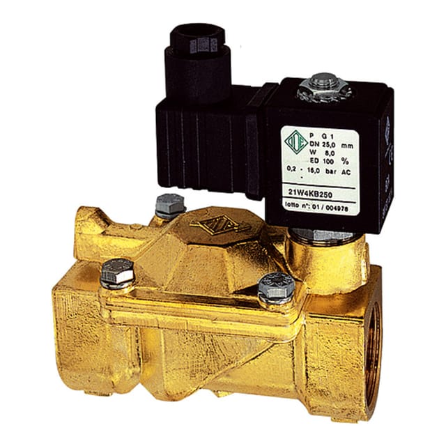 2/2-Wege-Magnetventil, Messing, NO, vorgesteuert,24V DC, 8W,NBR,G 2,PN0,2-10 bar