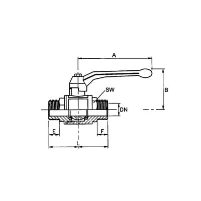 Kugelhahn schwere Ausführung, Handhebel, AG/AG, Messing vernickelt, R 1.1/4