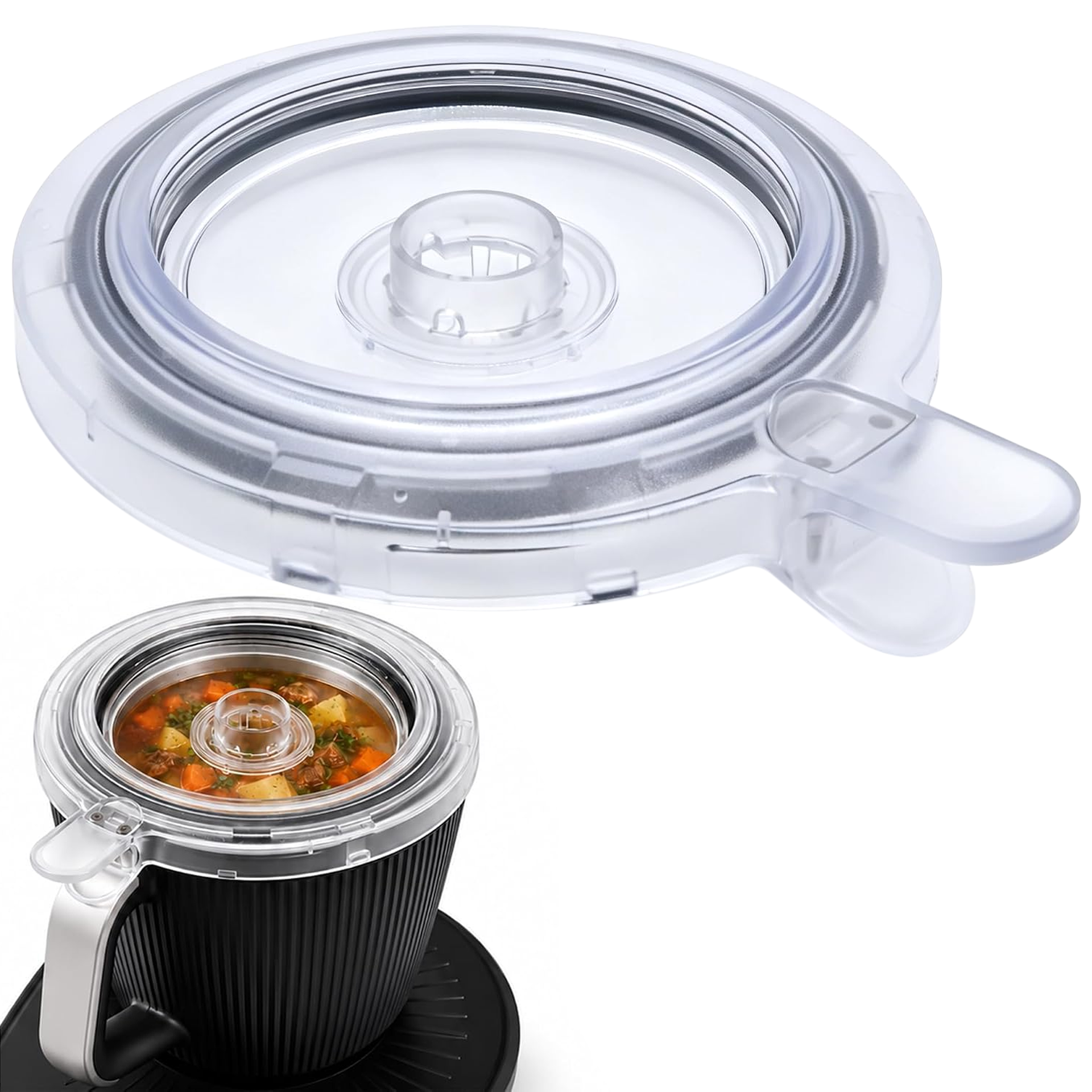 Amxcnoy Transparenter Deckel Für Thermomix Tm7 – Robustes Zubehör Aus Polycarbonat Und Lebensmittelechtem Silikon, Spülmaschinenfest, Ermöglicht Visuelle Kochkontrolle