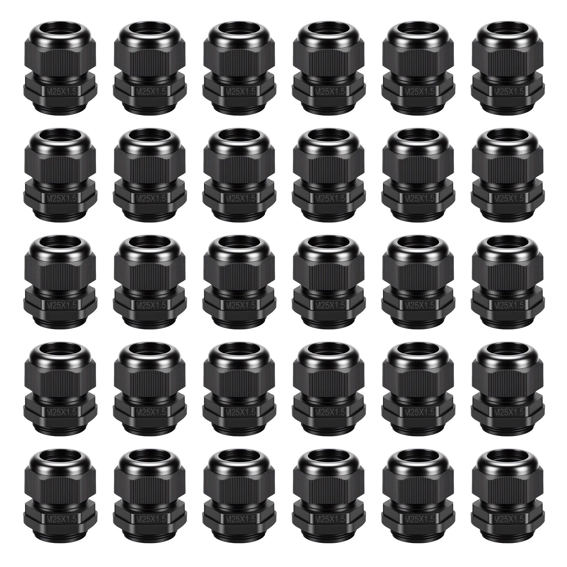 Kabelverschraubung M25 Ip68, 30er Set, Nylon Wasserdicht Für Kabel 13-18mm, Mit Kontermutter Und Dichtscheibe