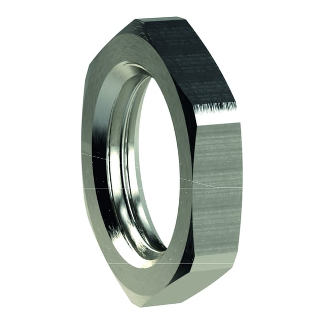 Sechskant-Gegenmutter, M20x1,5, SW 27, Messing vernickelt