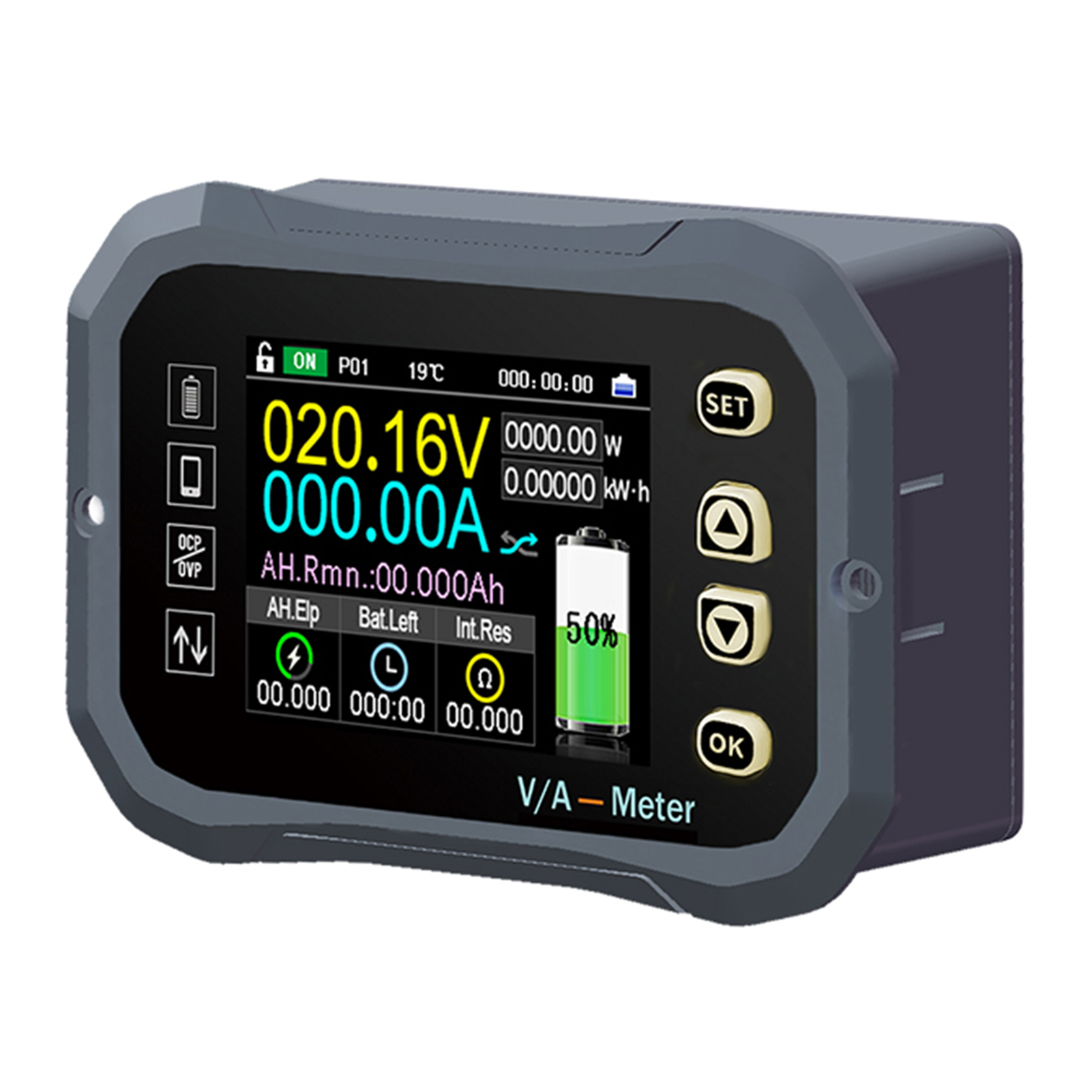 Batterietester Voltmeter Amperemeter Kapazitätsanzeige Coulombometer Für 12v/24v Ladegerät
