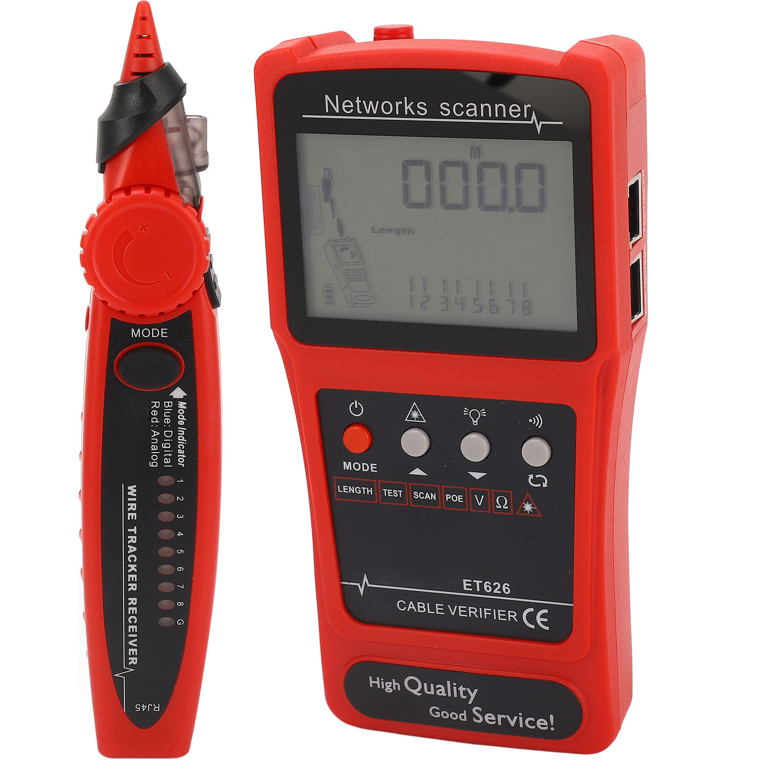 Multifunktions-netzwerkkabeltester Für Cat5 Und Cat6 Mit Ethernet-kabelsucher Und Rotem Detektorstift, Poe-schaltungsprüfung