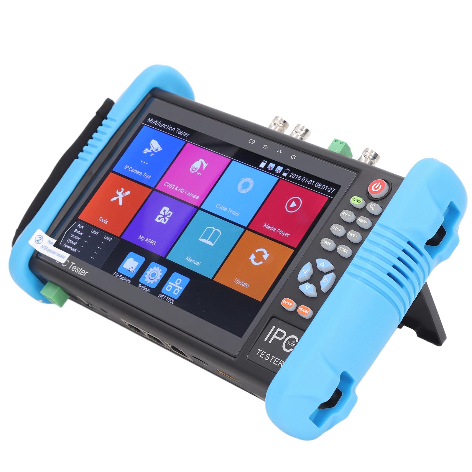 7-zoll-ethernet-netzwerktester, Ip- Und Analogkameratester, Dual-fenster-display, 100–240-v-eu-steckernetzteil