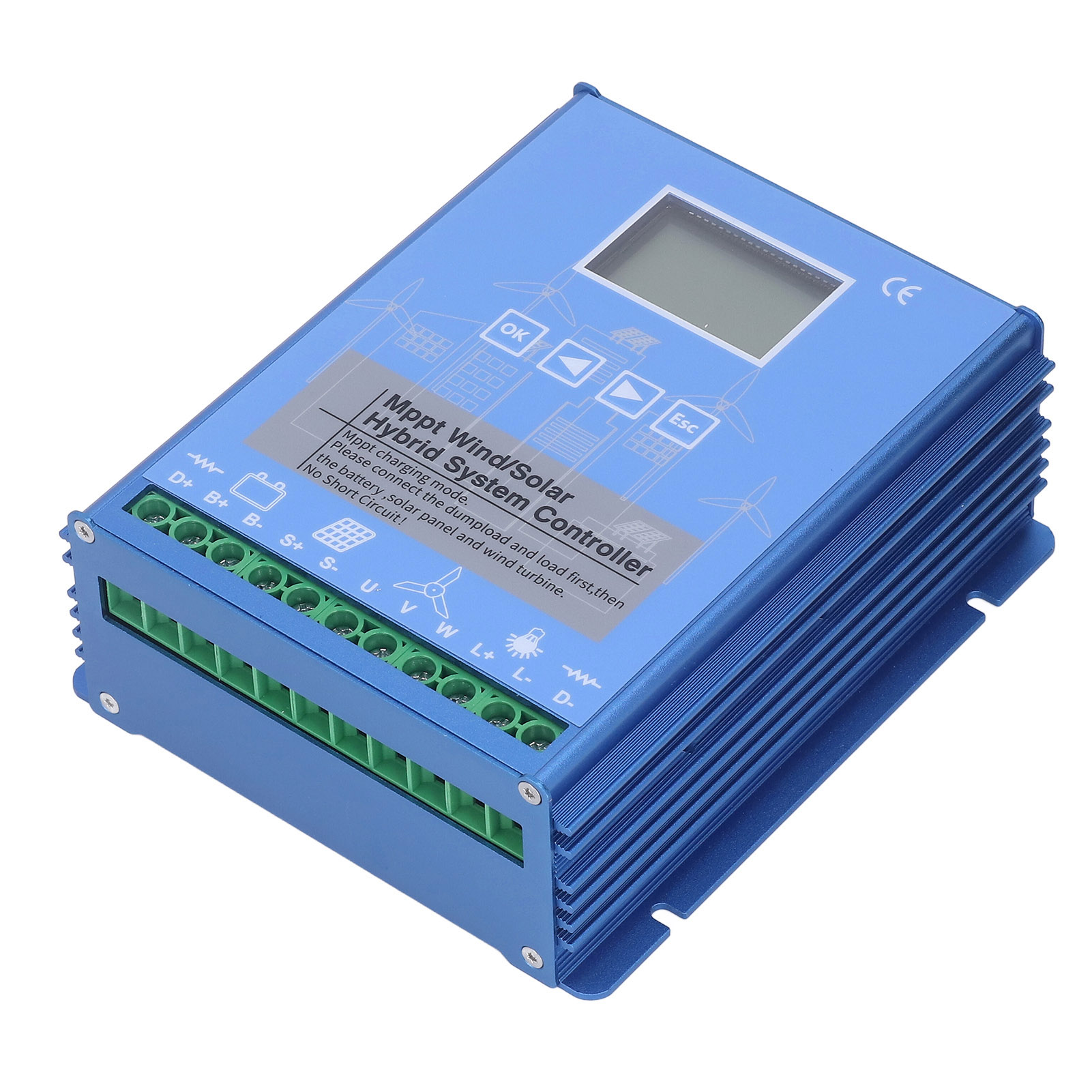 Hybrid-wind-/solar-mppt-boost-regler, 12 V/24 V, Lithium-bleiakku, Bluetooth, Blau 8060